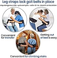 Vista 2 de Aliseniors Cinturón de transferencia de cinturón de marcha, cinturón de marcha con 7 asas, hebilla de liberación rápida y correas de piernas