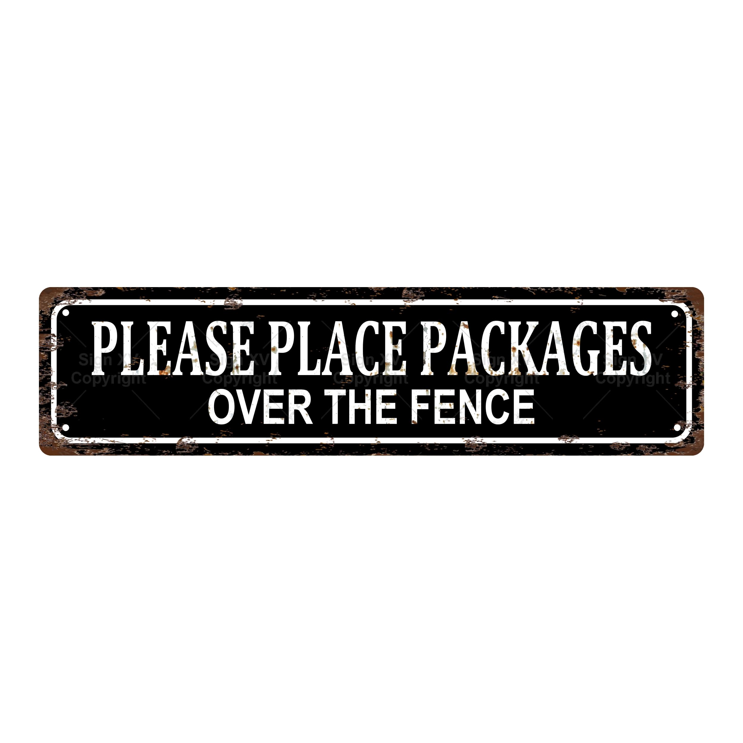 Please Place Packages Over THE Fence Package Metal Tin Street Sign Bar Cafe Garage Cave Home Room Wall Bathroom Farmhouse Garden Porch Patio Decor,4x16 Inch