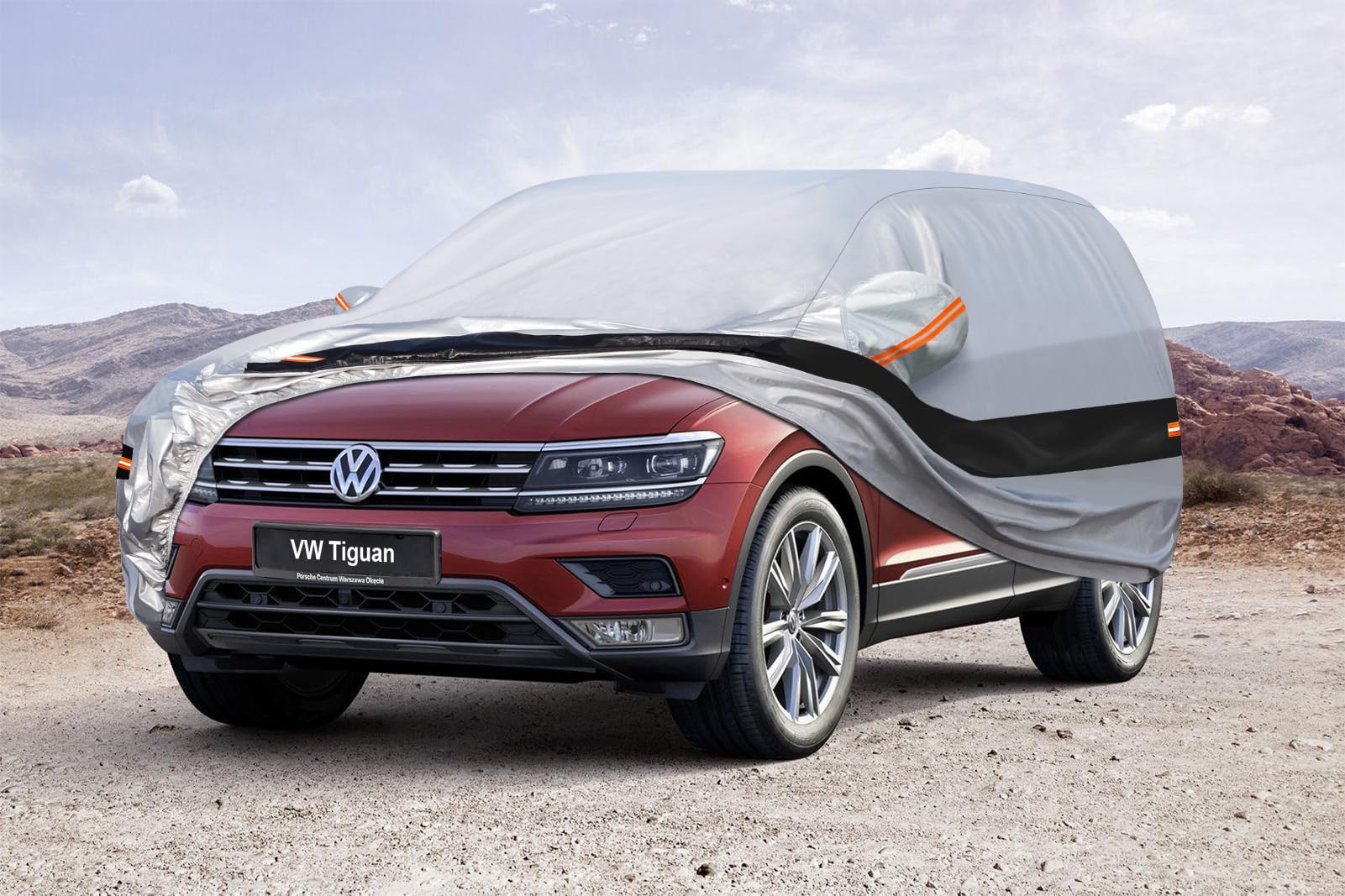 10 strati Telo Copriauto SUV per VW Tiguan/Volkswagen Tiguan Limited(2007-2025),100% copertura auto impermeabile,Telo Copri Auto per Esterno,impermeabile,protezione UV,antivento,antipolvere.