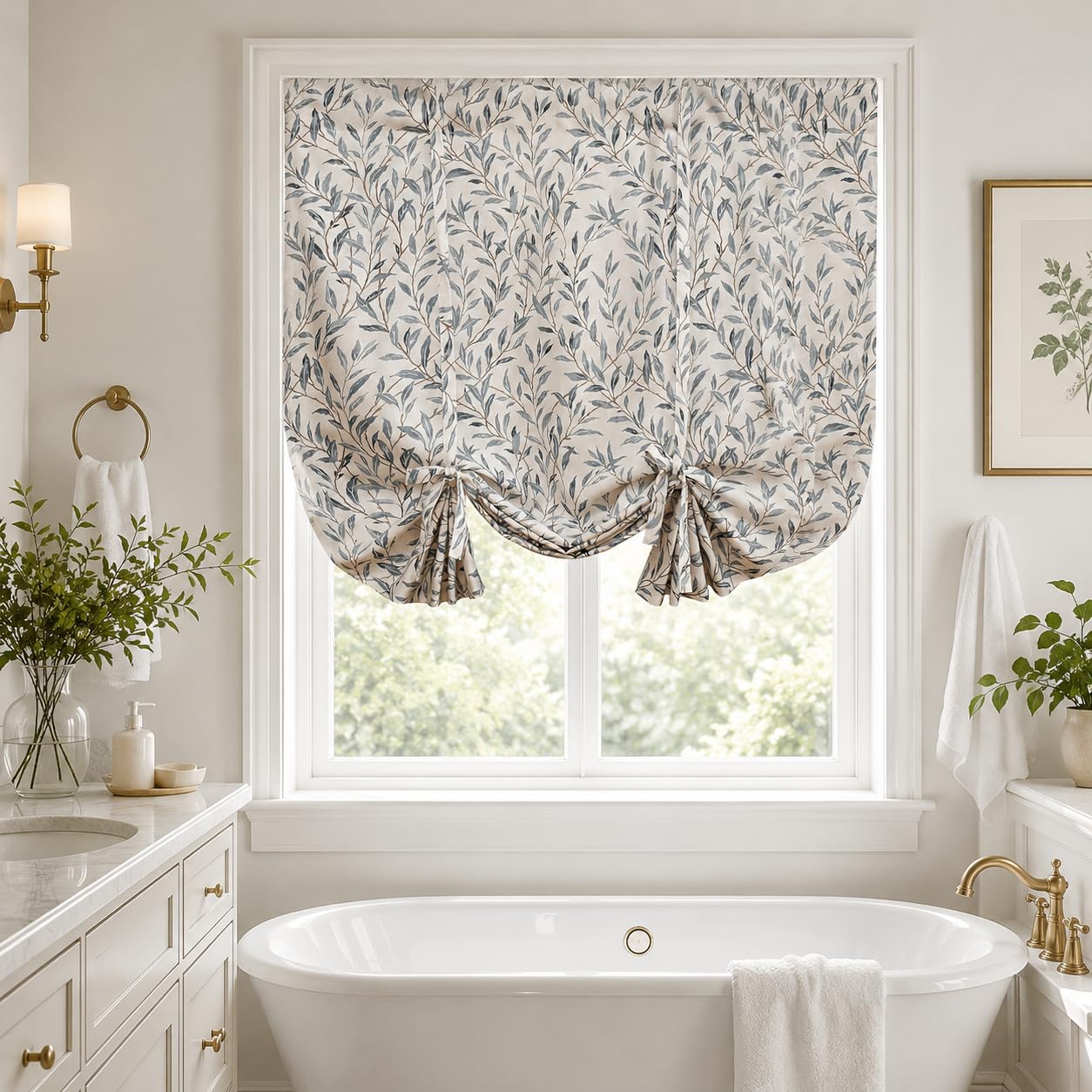 VOGOL Country Leaf Print Balloon Shade, 42 x 63, Blue