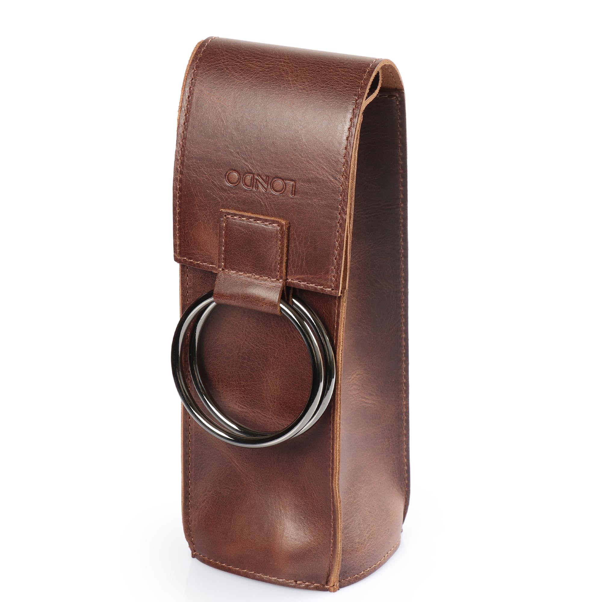 Londo Estuche para Botella de Vino de Cuero Genuino – Elegante y Resistente Porta Vino para Viajes, Picnics y Regalos