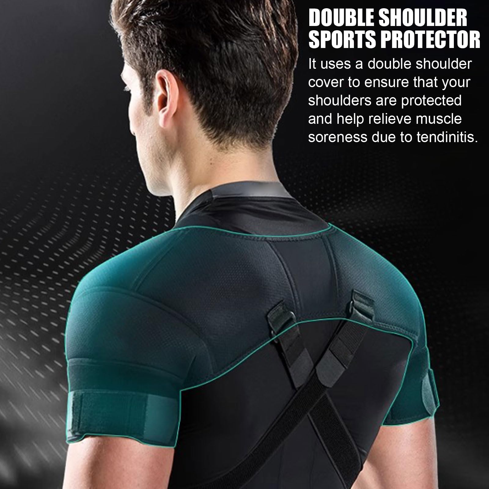 Envoltura de Abrazadera de Soporte de Hombro Doble Correa Protectora de Neopreno Ajustable para Hombres Mujeres, Alivio Lesiones en el Hombro, tendinitis,M