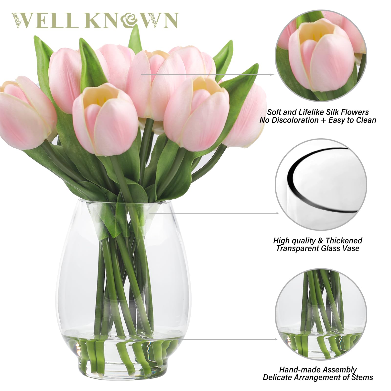 Amazon.co.jp: よく知られている12個入りチューリップ造花の花瓶、本物
