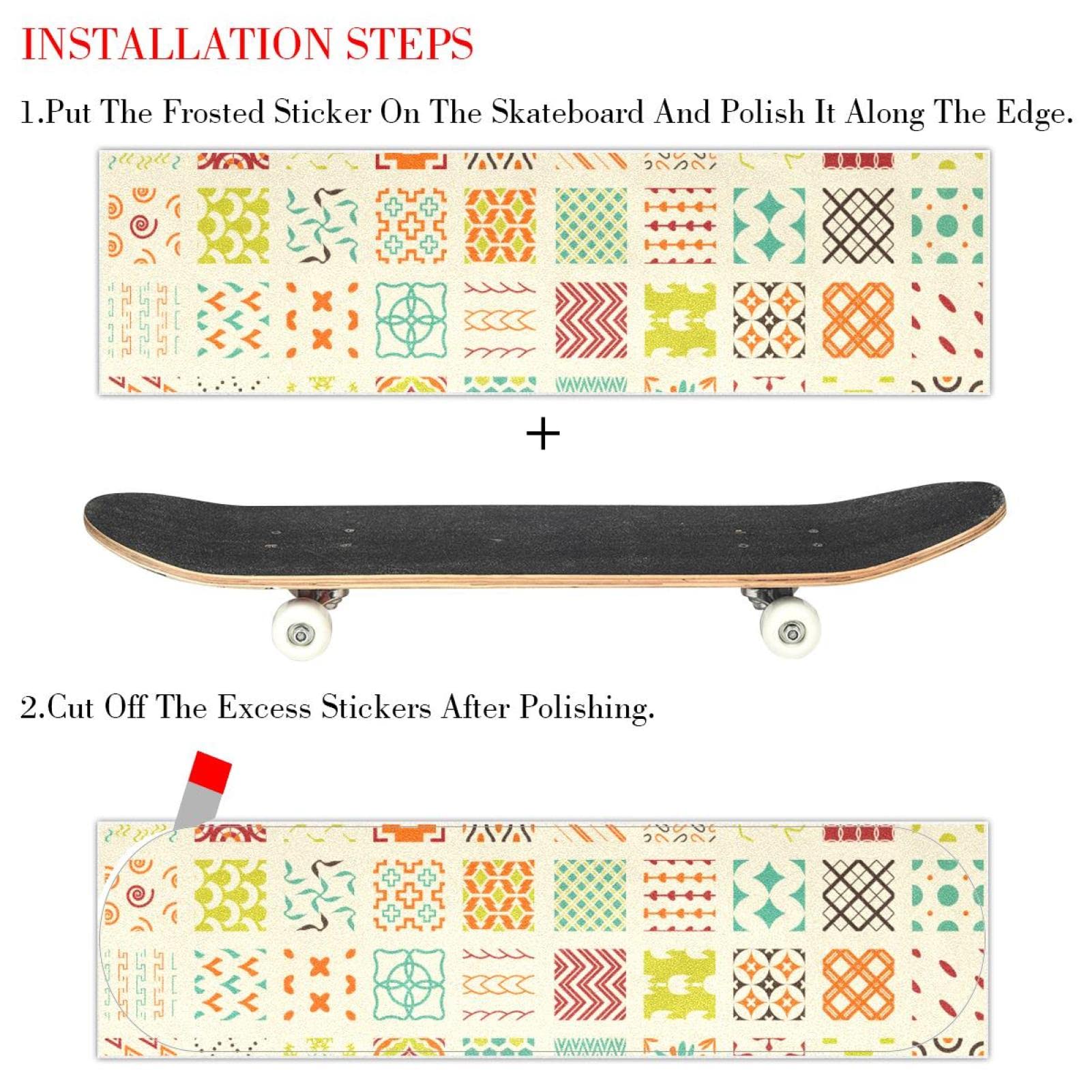 Graphic Prints Lot de 2 feuilles de papier abrasif pour planche de skateboard et longboard