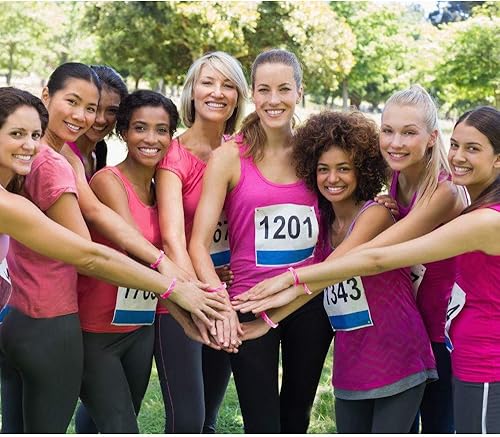 Miniatura 4 de 48 unids pulseras de concienciación sobre el cáncer de mama cinta rosa camuflaje silicona ganar para fiesta rosa suministros favores, Silicona