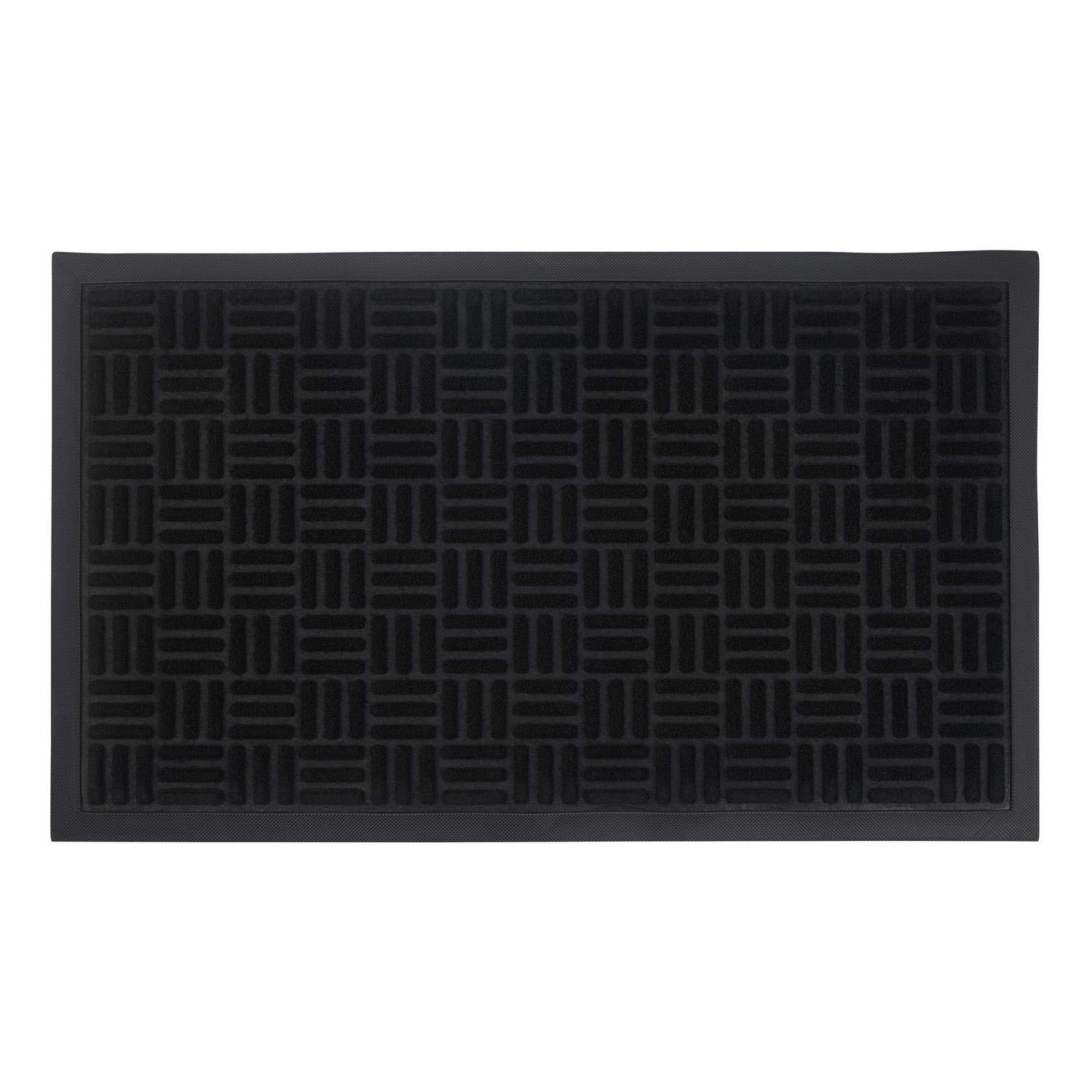 Vinsani® Front Door, Outdoor Anti Slip Entrance Mat Black 45 x 75cm - Waterproof & Washable Heavy-Duty Dirt Trapper Non-Slip Carpet for Doorstep, Hallway, Entry, Kitchen, Bedroom