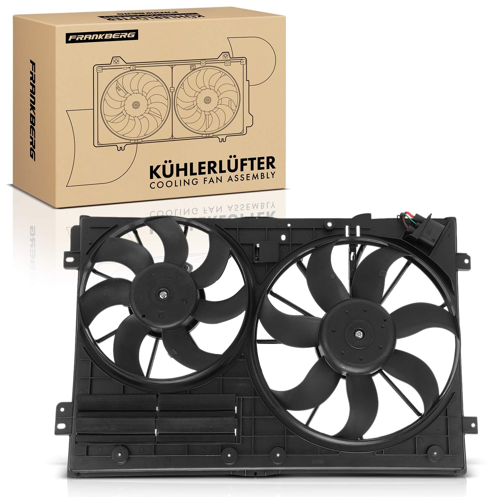 Frankberg Ventola di raffreddamento Ventola Radiatore ad acqua Compatibile con Golf V 1K1 1.4L Golf VI 5K1 1.2L Golf Plus 521 5M1 1.2L T.o.u.r.a.n 1T3 2.0L Golf Plus 521 5M1 1.6L Replace# 1K0