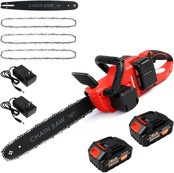 ALSO GO 16 Inch Chain Saw, Brushless Cordless Chainsaw, 42V Electric Chainsaw, Battery Powered Chain Saw with 2x3.0Ah Batteries, 3 Chains and 2 Chargers Included, for Wood/Tree Cutting, Pruning
