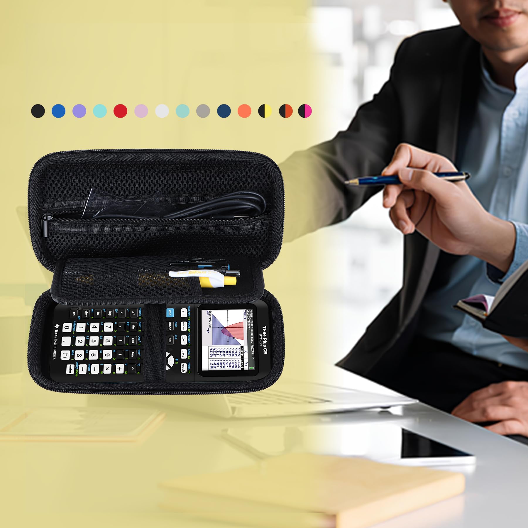 Twarde etui ochronne, torba nadaje się do Texas Instruments TI-84 Plus CE/TI Nspire CX II FC/TI-84 Plus/TI-82/TI-Nspire CX II/TI-89 Titanium kalkulator graficzny (różowy)