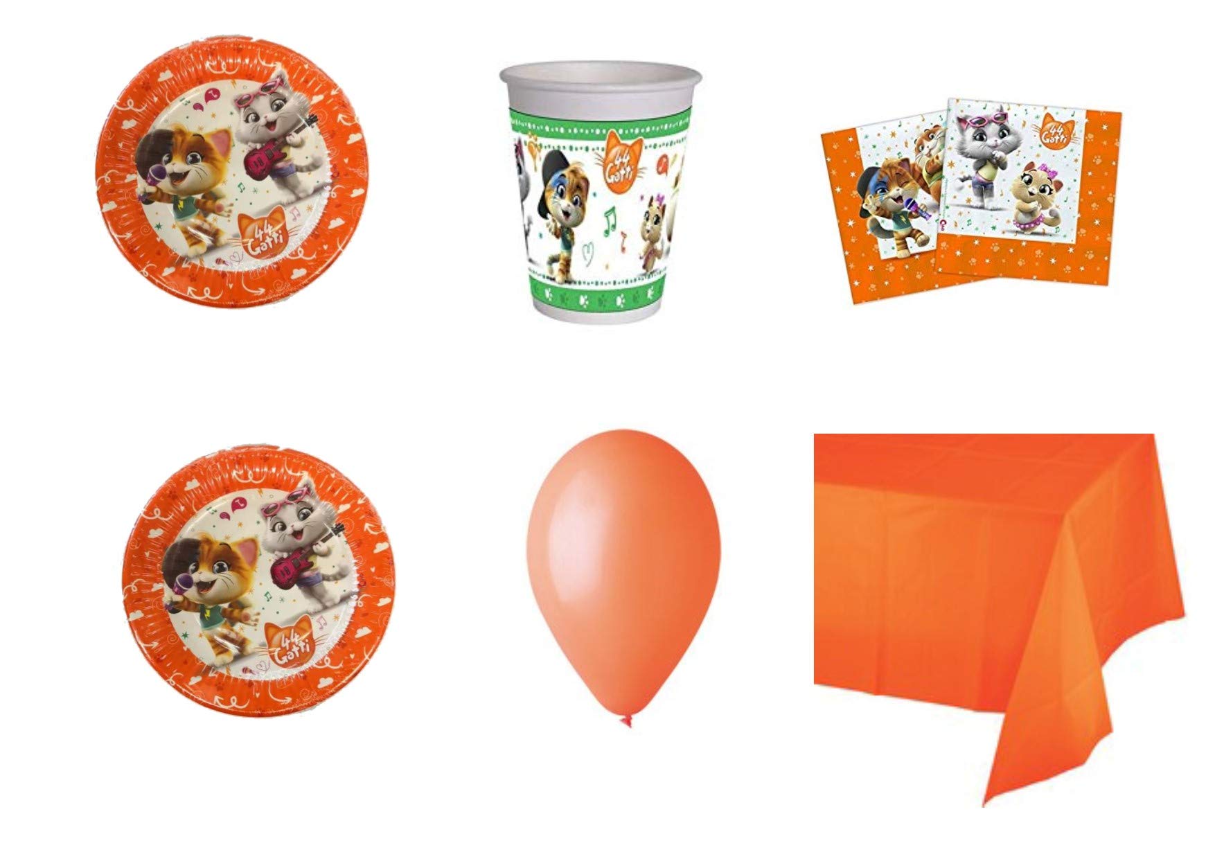 Party Store web by casa dolce casa 44 Cats coordinated table decorations party, birthday 44 cats kit n°13 CDC-(24 plates, 24 cups, 40 tablecloths, 1 tablecloth, single colour, 100 balloons)