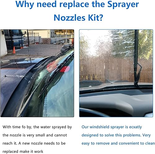 Miniatura 2 de Kit de reparación de boquilla para limpiaparabrisas compatible con Dodge RAM, Chrysler. Incluye 4 boquillas y juntas rociadoras, manguera de 4M, 12