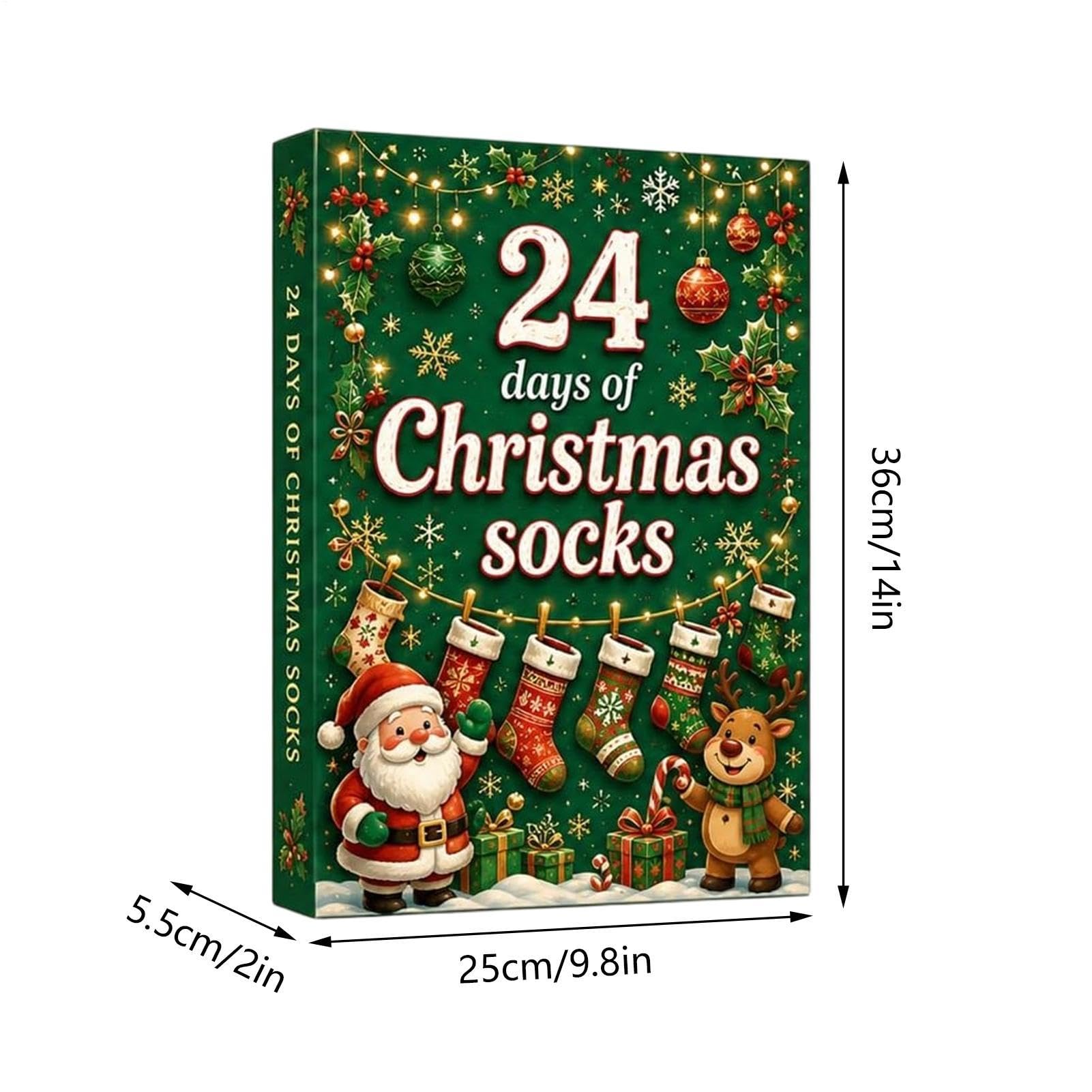 Calendrier de l'Avent de Noël - 12 paires de chaussettes chaudes et