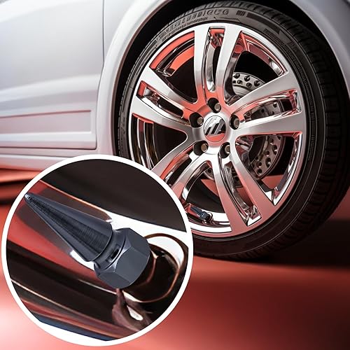 Miniatura 9 de 4 tapas de vástago de válvula de neumático con forma de pinchos, tapa de aluminio para vástago de aire de automóvil, cubiertas universales a prueba