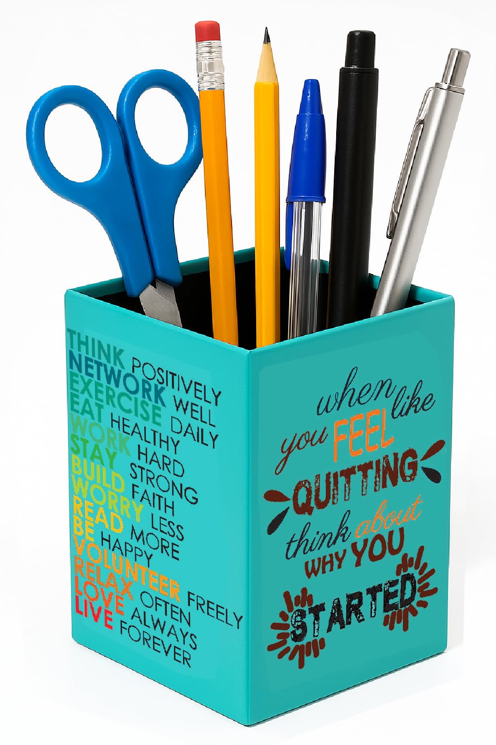AccuPrints motivational Pen Stand holder Size: 4 x 2.75 inch | Desk Organizer PEn Pencil Holder for Office and Home Decor 2