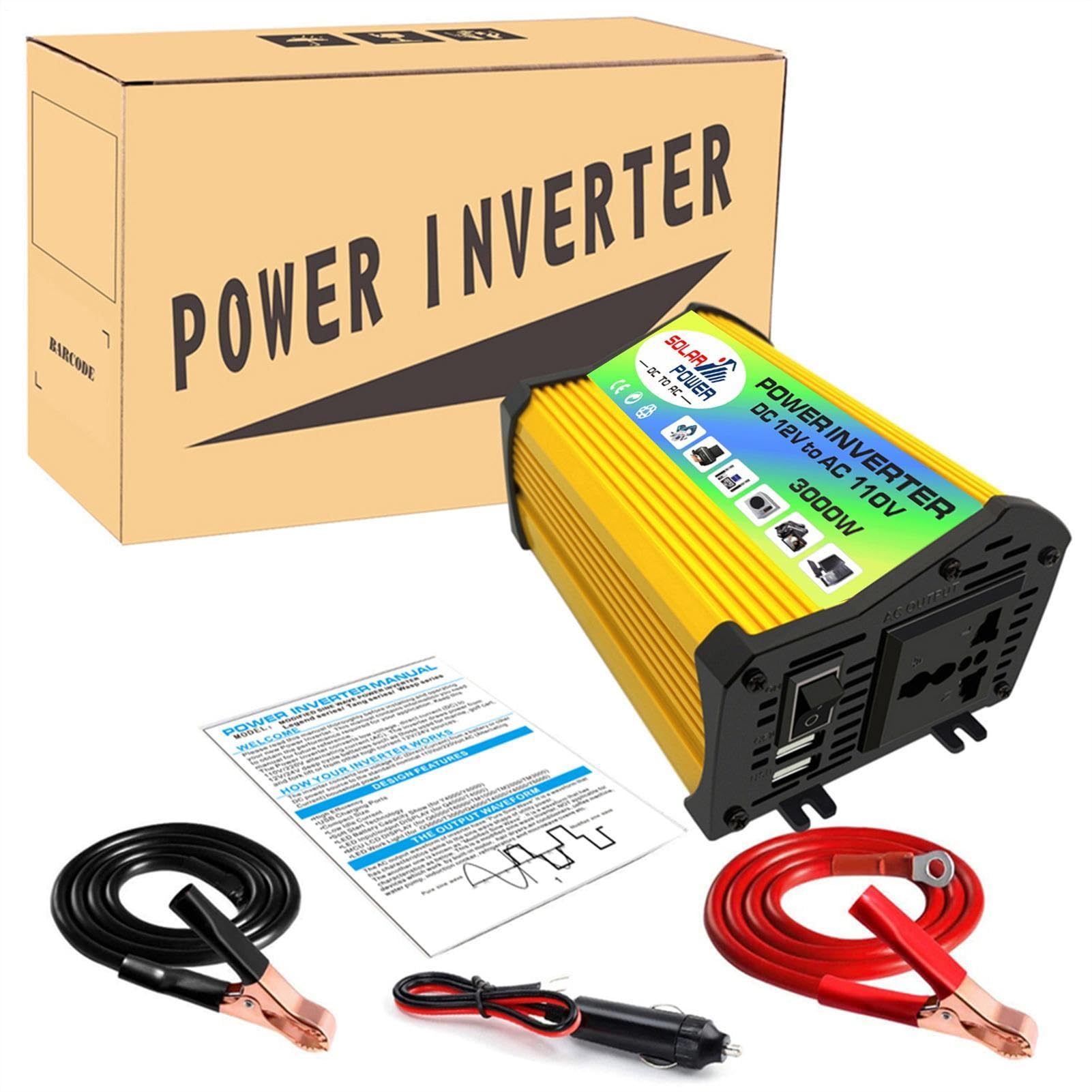 Kit De De Energía Solar Doméstica, Conjunto De Controlador De Inversor | Solar 3000 W, Generador De Energía Portátil Con Dos Puertos De Carga Rápida USB, Fuente De Alimentación De Reserva Po