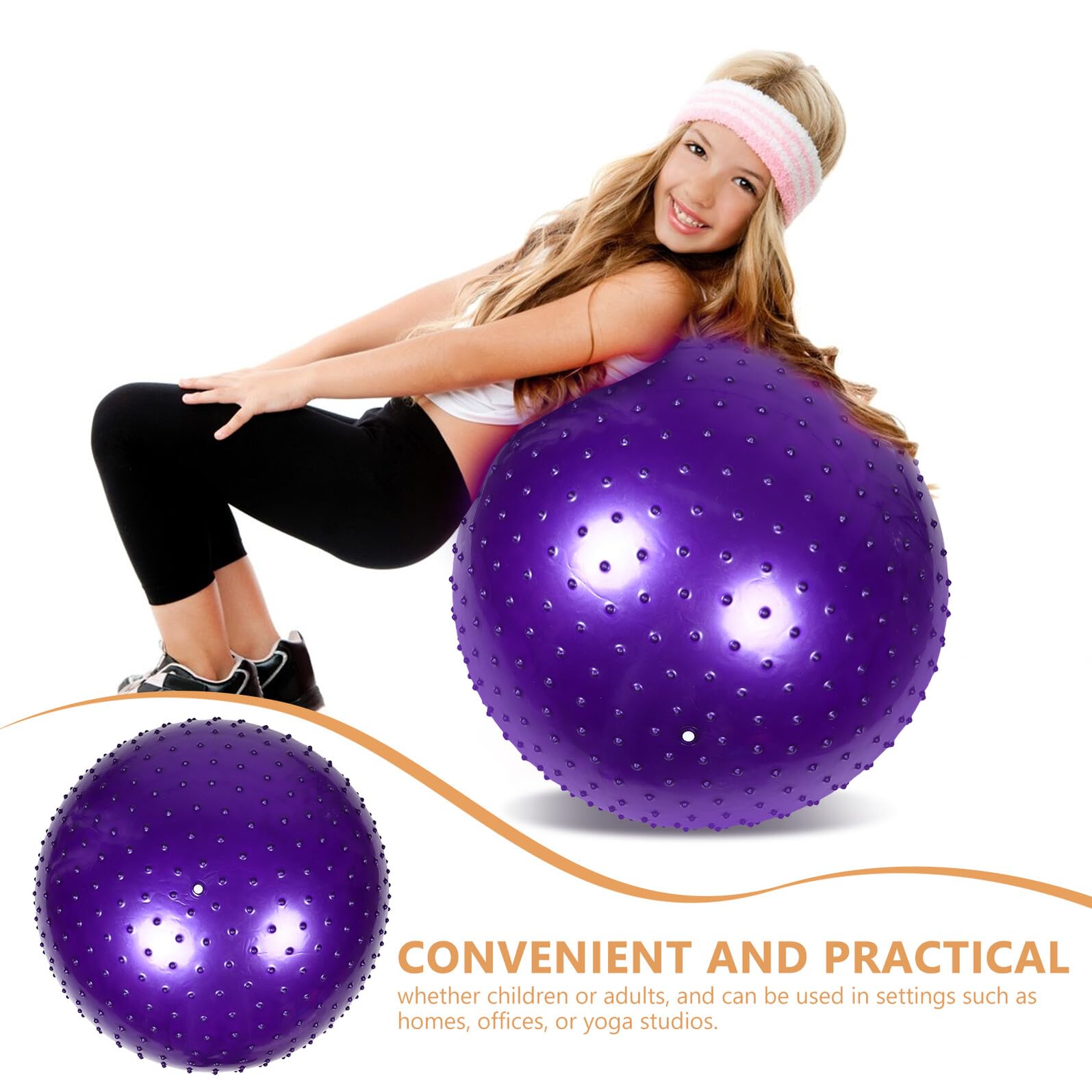 Anti Burst Igelball aus PVC für Erwachsene und Kinder Lila Massageball mit Stabilisierender Balancefunktion für Büro und Tägliches Training