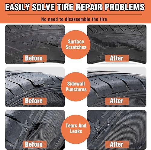Miniatura 3 de Pegamento de reparación de neumáticos, kit de cemento de goma para pared lateral, clavos de dos tamaños, adecuado para bicicleta, automóvil,