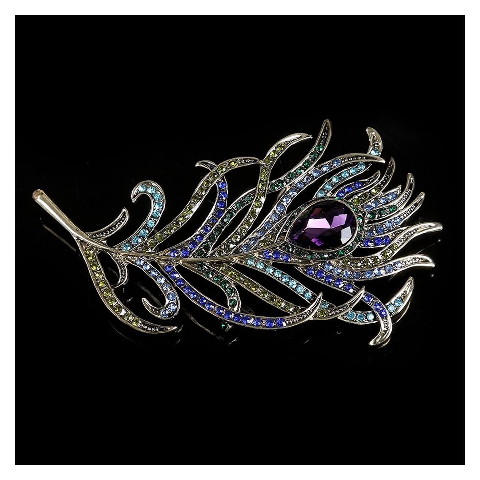 Broche Ancienne En Métal Couleur Bronze Avec Strass - Occasion Vintage