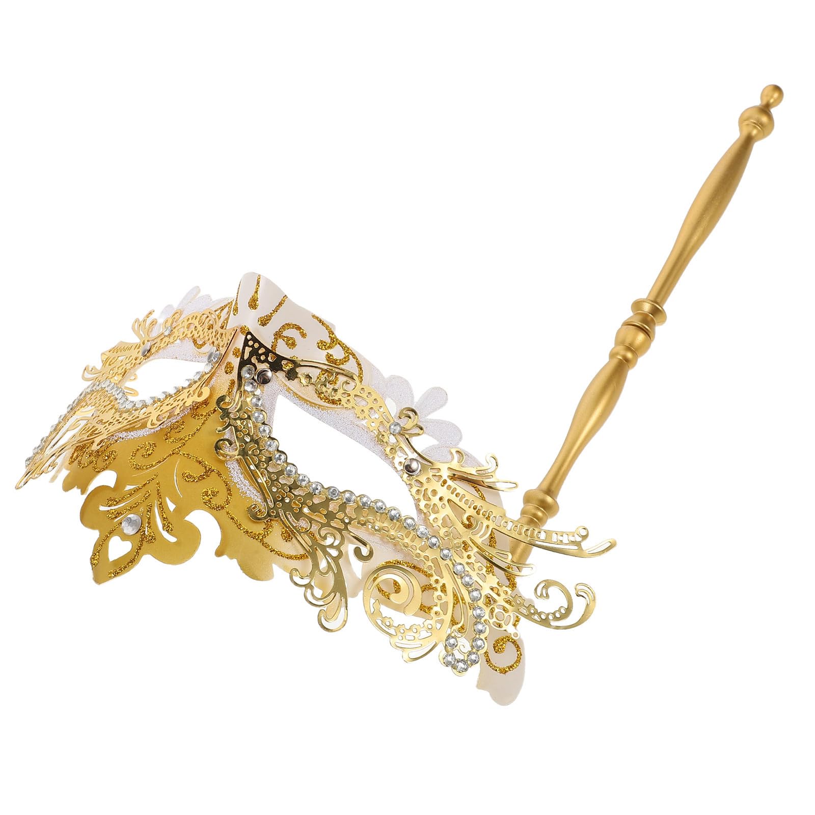 Healvian 5 Pezzi Maschera da Ballo in Plastica Oro con Motivo Drago e Bastone