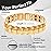 Feraco Mens Magnetic Bracelet Titanium Steel Magnetic Bracelet with Double Row 4 Kinds Magnets (Gold)