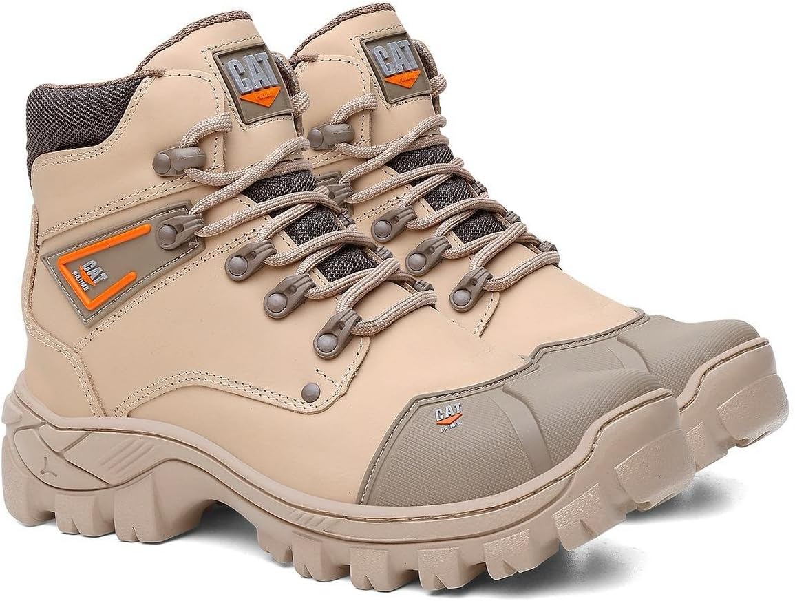 Bota Masculina Em Couro Para Trabalho Com Bico PVC e C.A
