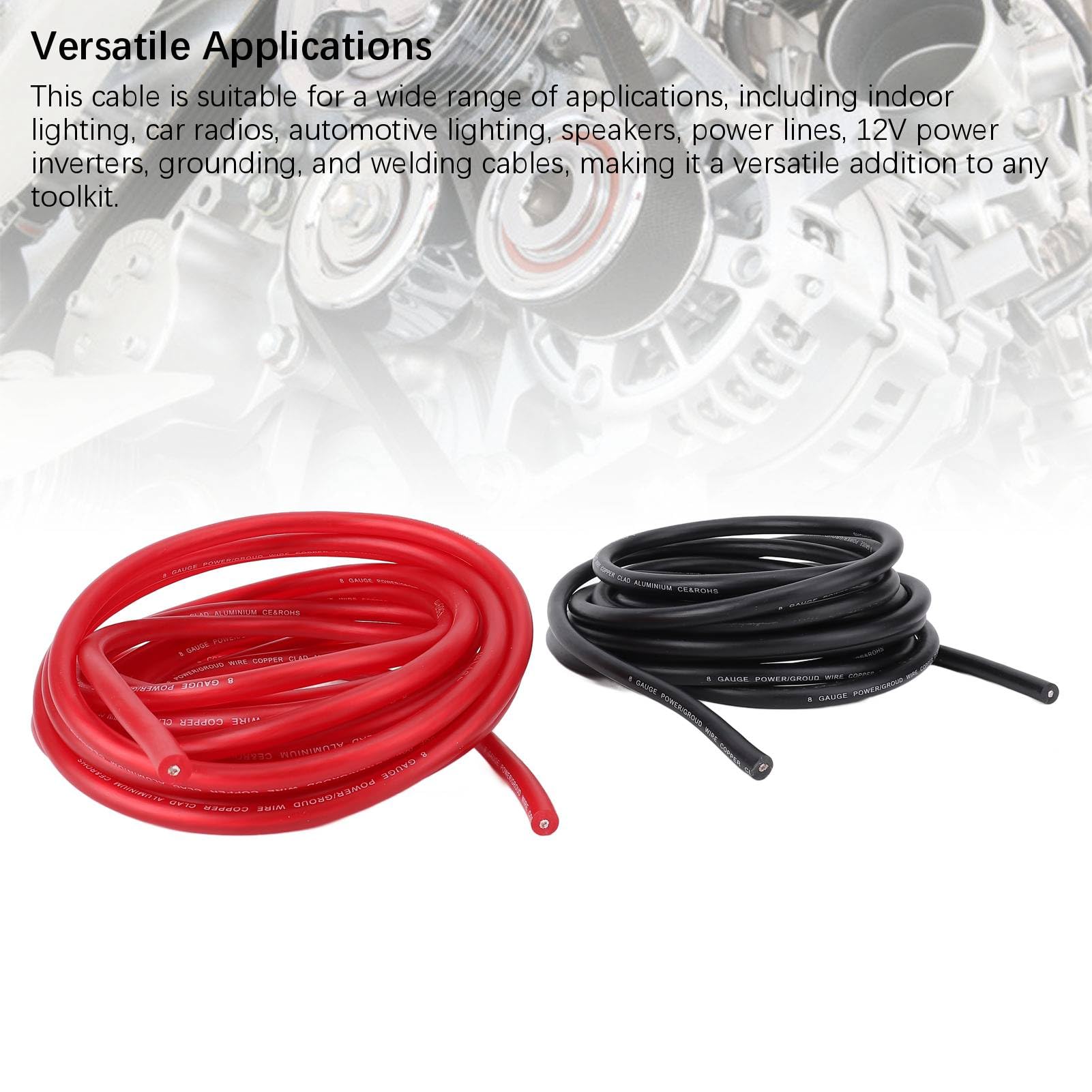 Generic Przewód o średnicy 8, Kabel Uziemiający, łatwa Instalacja 8AWG w Pojeździe, Kamperze, Przyczepie, łodzi (25FT)