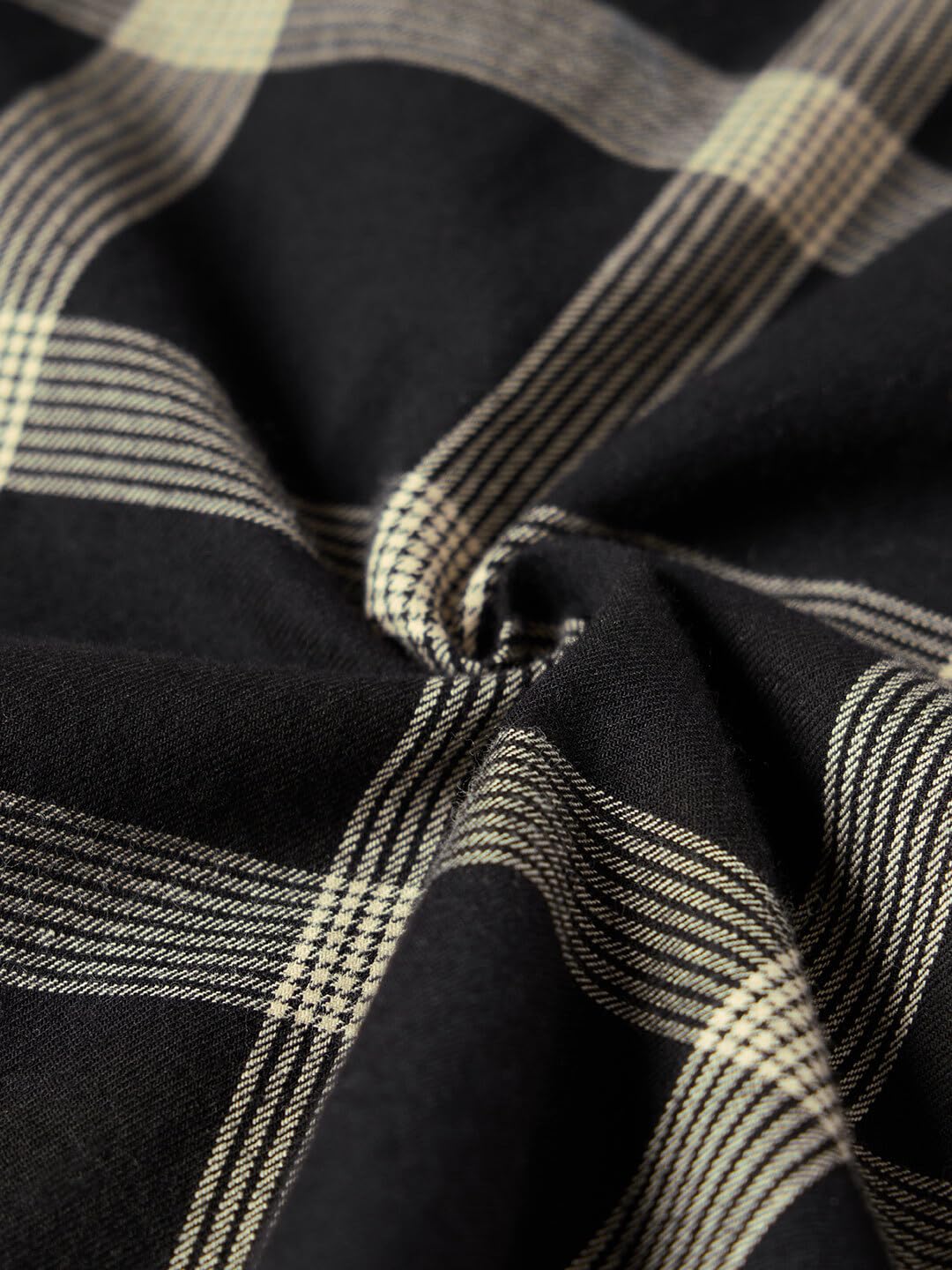 The Souled Store Camicia a quadri: Souled uomo e ragazzo a maniche lunghe colletto spalmato nero e beige a quadri leggera facile da acconciare tutti i giorni ufficio camicia in cotone rilassata