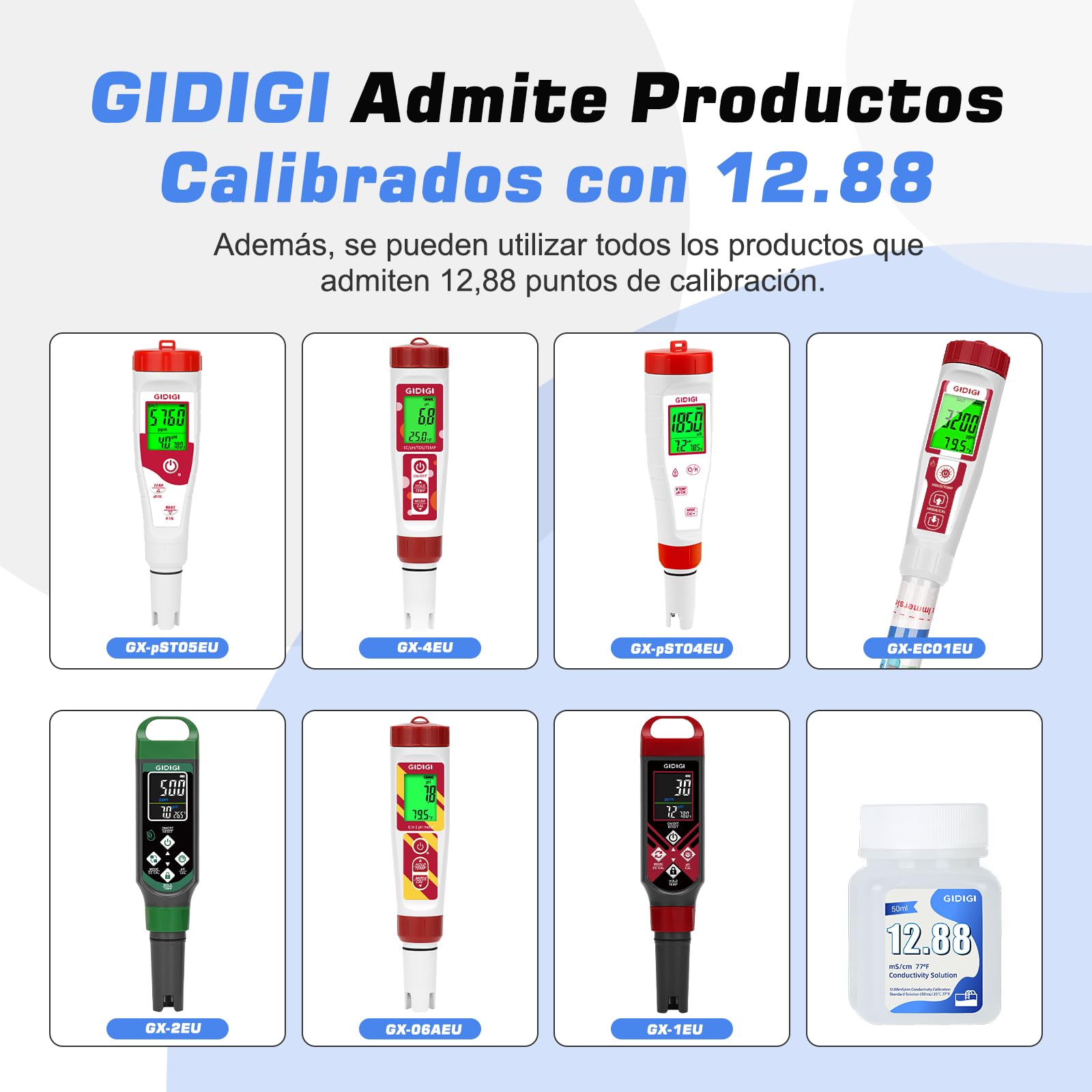 Solución de Calibración de CE/TDS (4 x 50 ml) de 12,88 mS/cm | Solución Calibración de Conductividad 12880 μS/cm, Para La Calibración de Alta Precisión de Medidores de TDS, CE y Salinidad