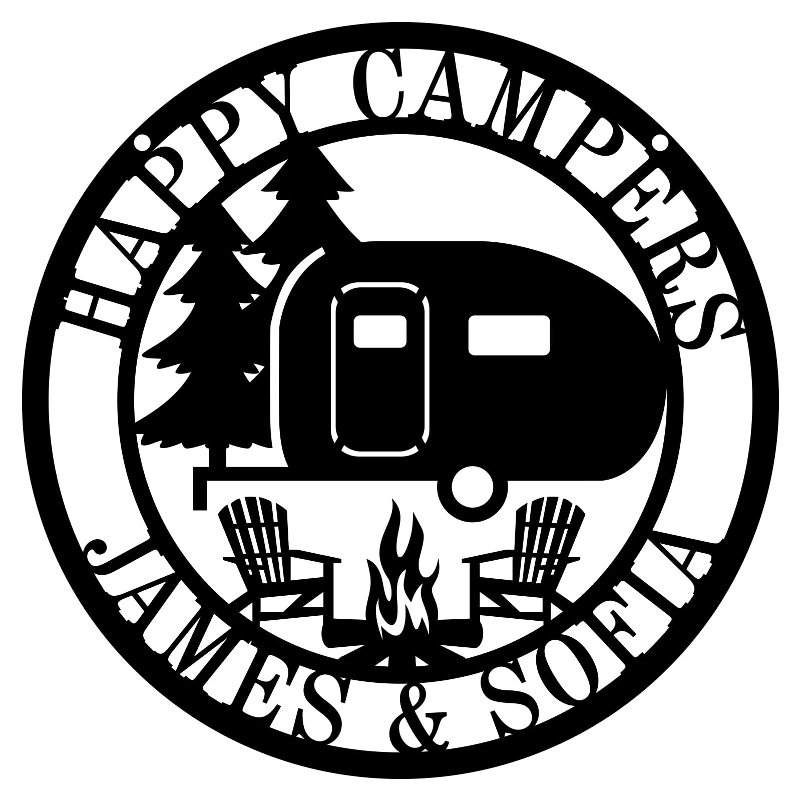 Personalized Happy Camper Metal Sign, Custom Happy Camper Yard Sign, Hanging Camping Sign, Camper Decor, RV Decor, Custom Campground Sign, Personalized Campground Gift