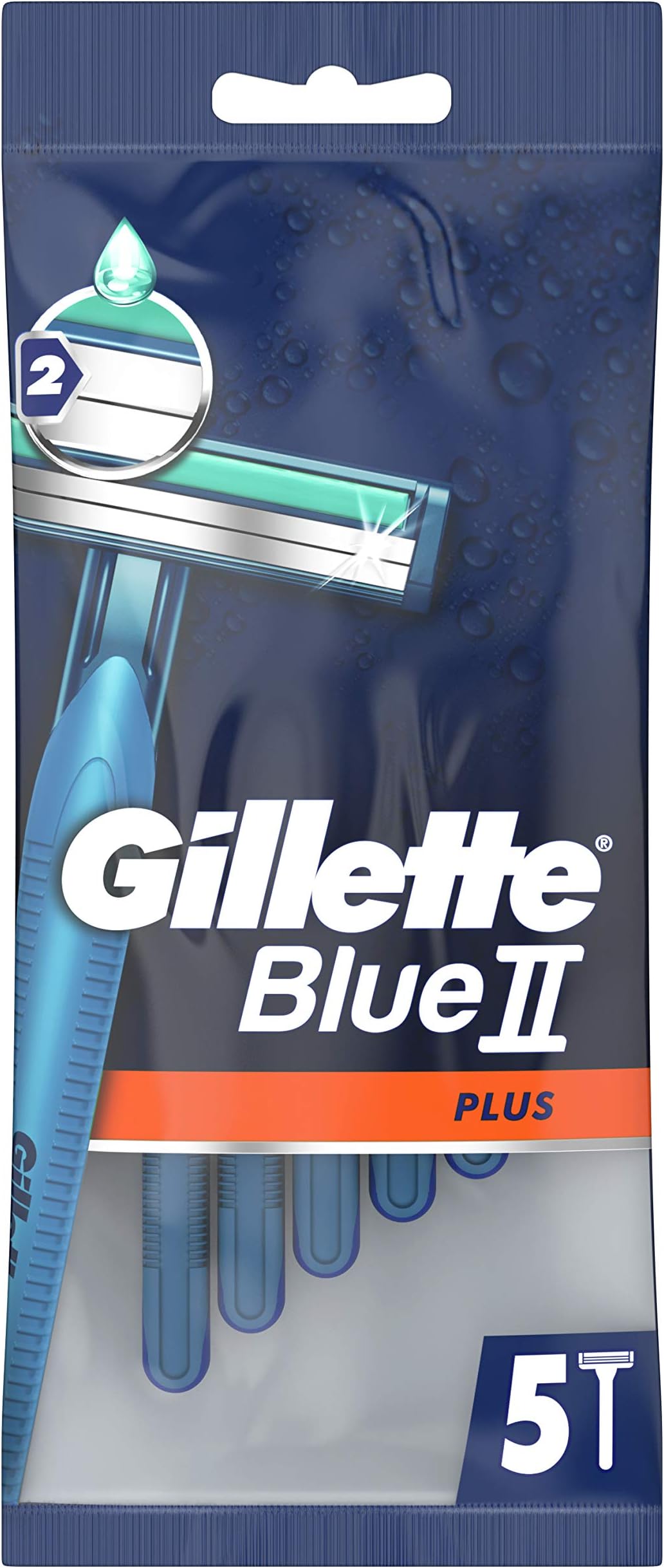 Blue II Plus Men's Disposable Razors 5pcs