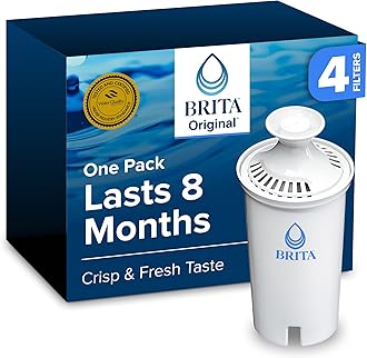 Brita Standard Water Filter for Pitchers and Dispensers, BPA-Free, Reduces Copper, Cadmium and Mercury Impurities, Lasts Two Months or 40 Gallons, Includes 4 Filters for Pitchers