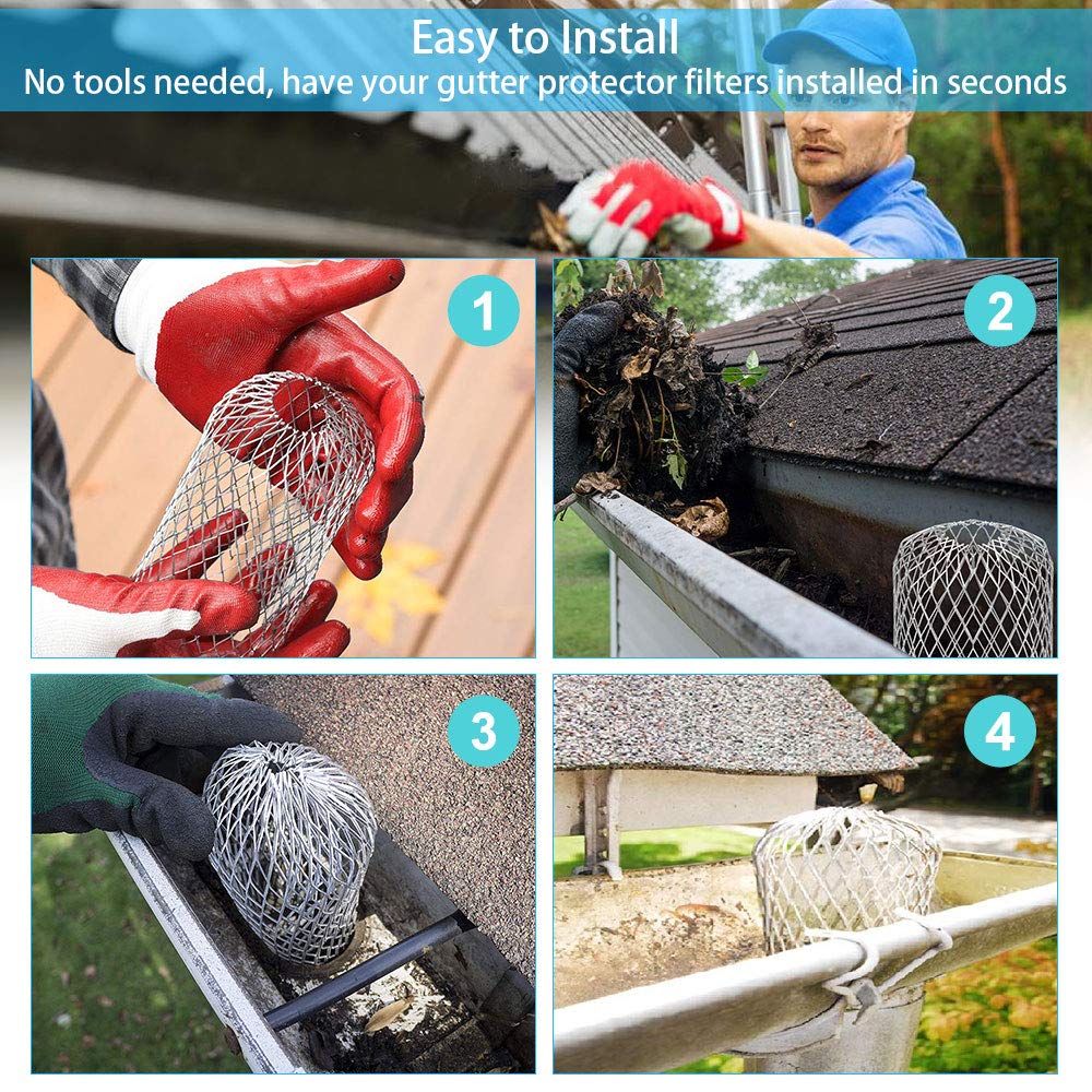 Filtro Per Grondaie In Alluminio - 4 Pezzi, Diametro 4-10 Cm, Per Bloccare Foglie E Detriti - Foto 2