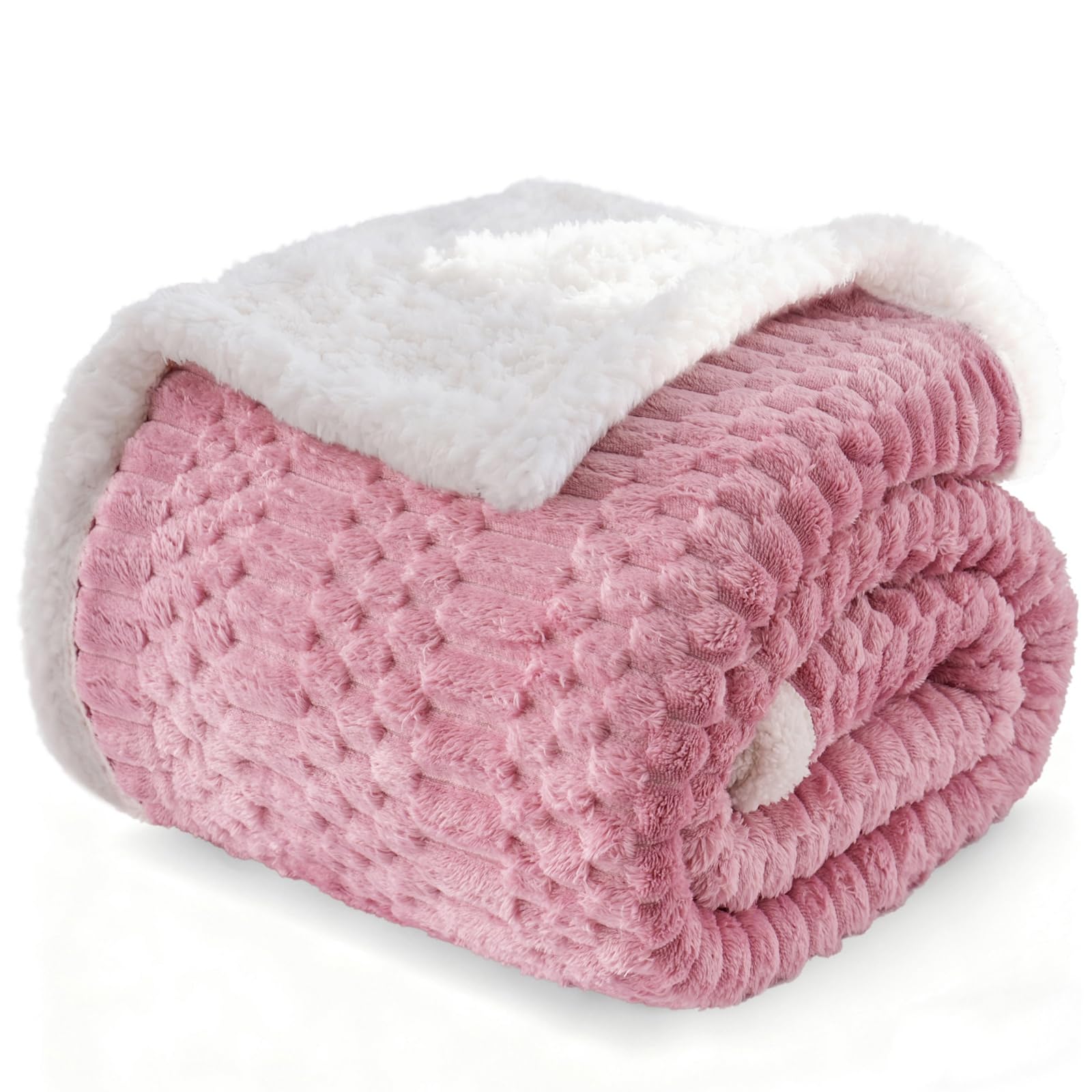 Gracelife G01 - Pink Sherpa Throw Blanket For Couch Flannel Cozy Soft Thick Blanket Warm Twin Blanket For Bed Fleece Home Decor Gifts, Z01 - Pink, 200 * 230Cm