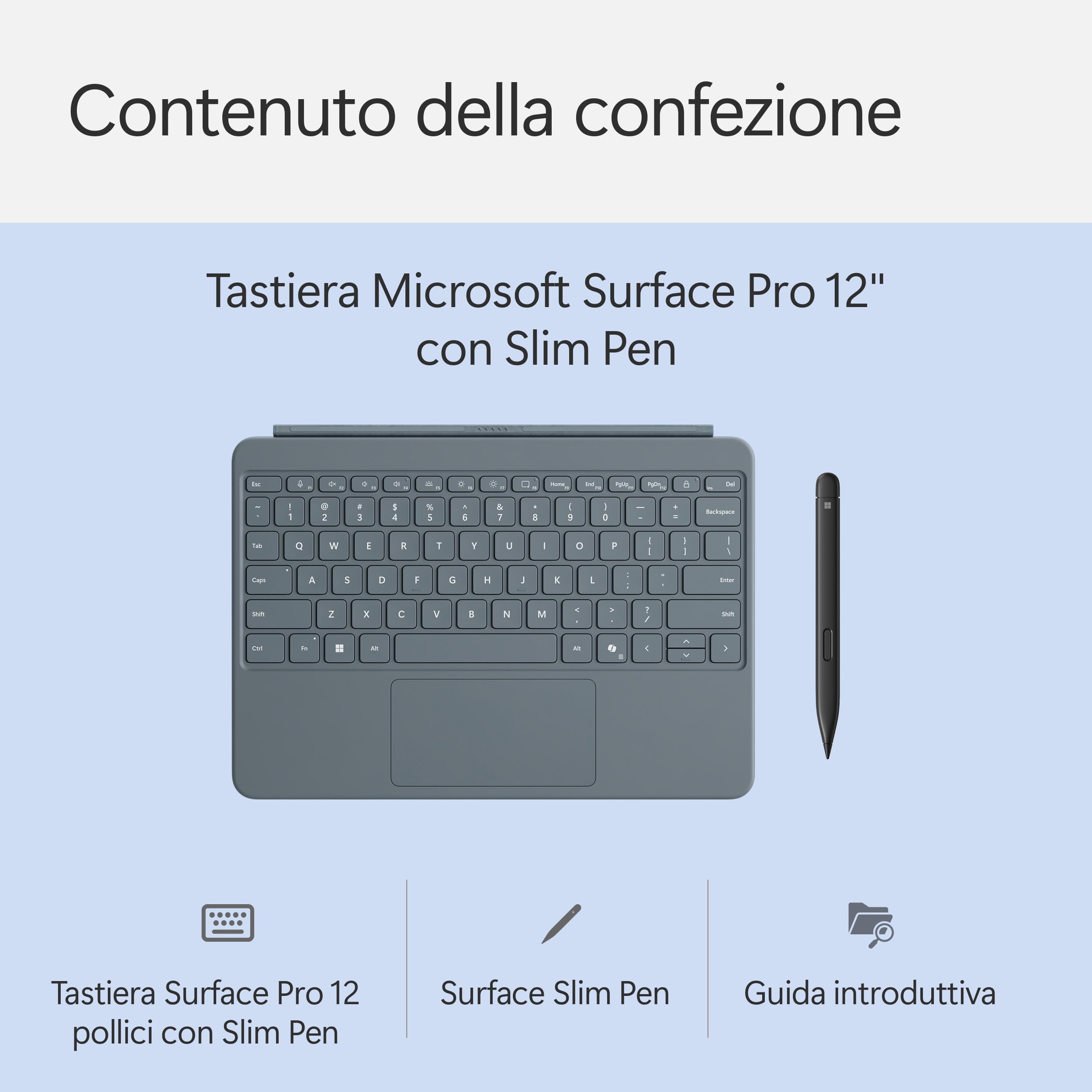 Microsoft Tastiera Surface Pro 12'' con Slim Pen | Compatibile con Surface Pro 12'' | Oceano