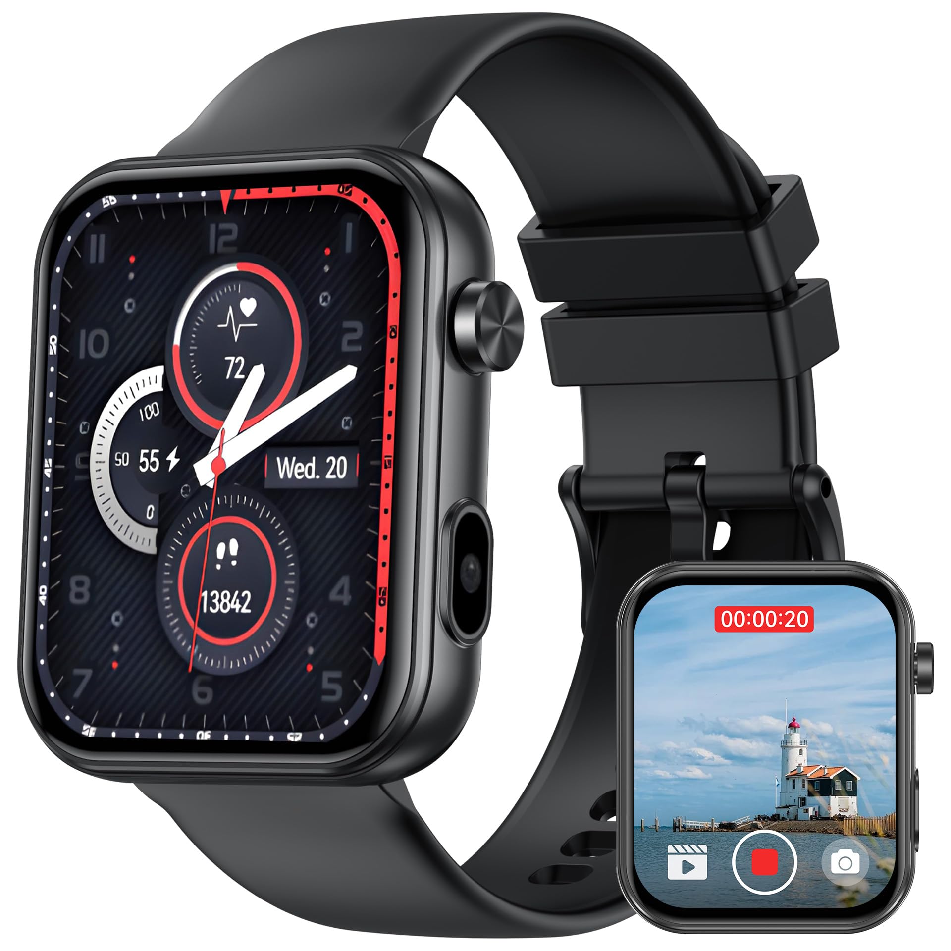 Smartwatch Damen mit Kamera & Video: Smart Watch Frauen 256MB Speicher Armbanduhr 1.91" LCD Touchscreen Schrittzähler Wasserdicht Bluetooth Telefonfunktion Herzfrequenz Schlaf Fitnessuhr 105 Sportmodi
