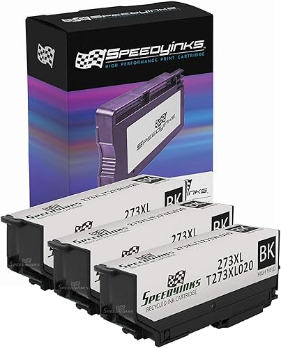 Speedy Inks Cartucho de tinta remanufacturado de repuesto para Epson T273XL020 (negro, paquete de 3)