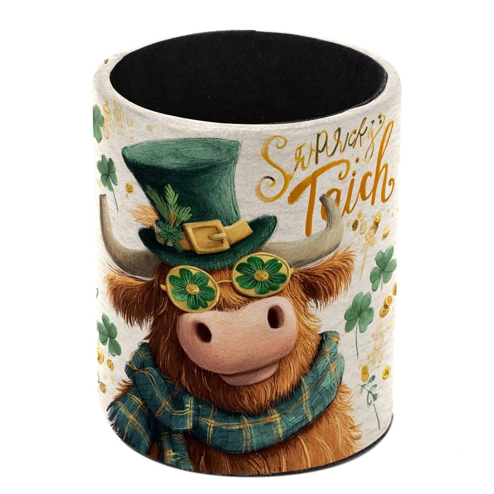 FWJZDSP St. Patrick's Day Cows Pencil Cup Pen Organizer Makeup Brush Holder for Office Home Countertop Desk Accessory Storage