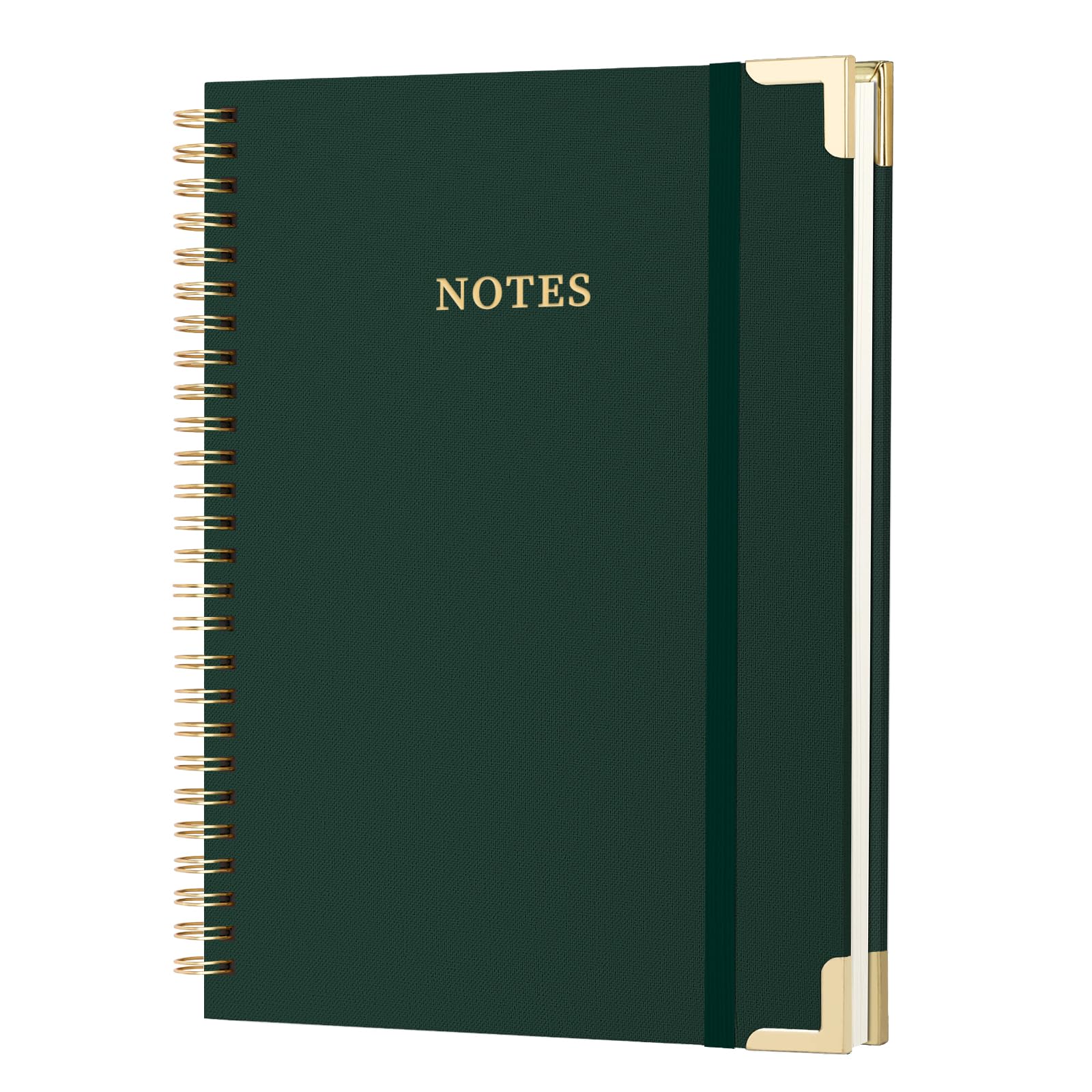 ALKALO A4 Large Spiral Notebook Journal, (8.5×11'') 100 Pages Linen Hardcover College Ruled Journaling For Work & Note Taking Thick Spiral Journal For Writing Daily Journal For Women & Men- Green