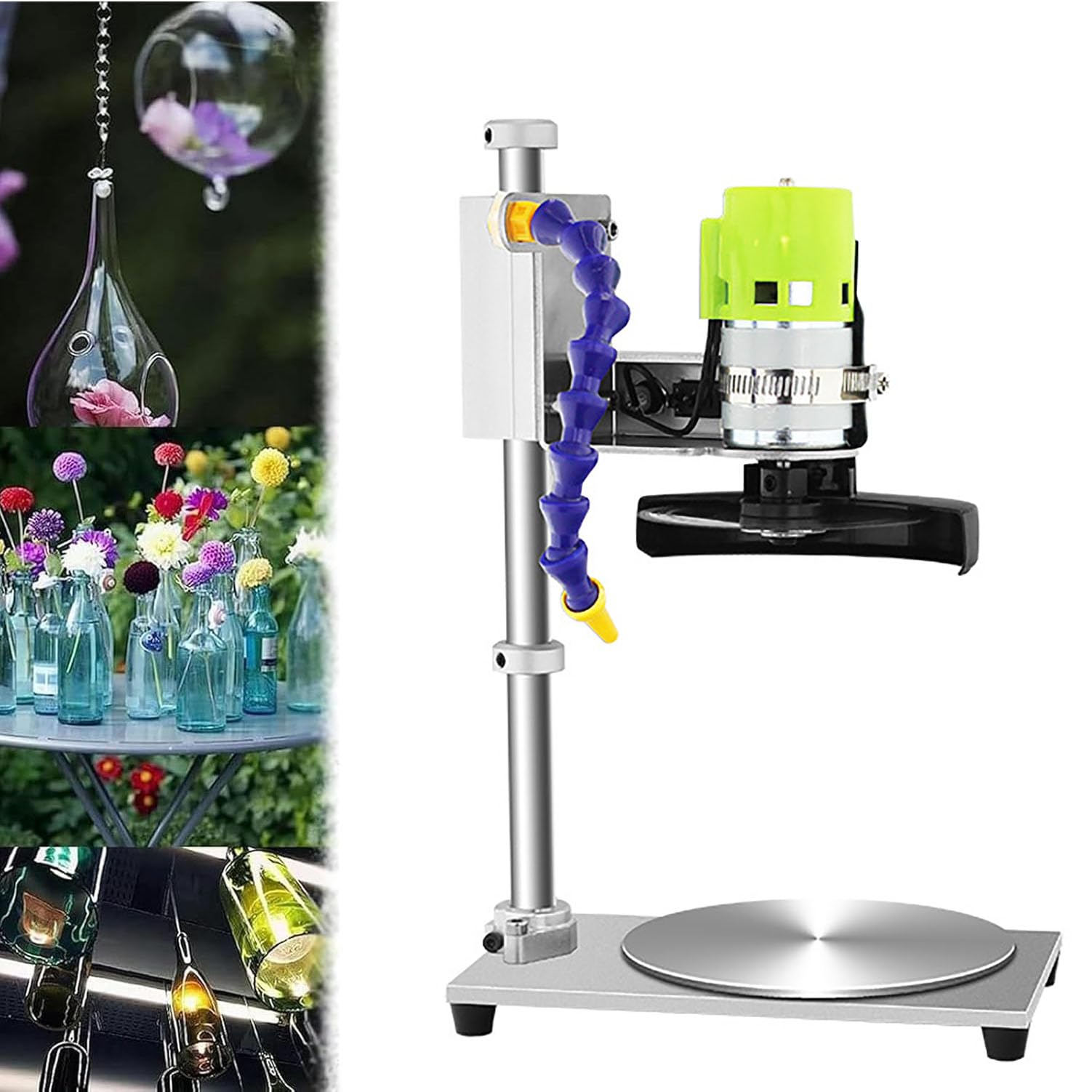 Cortador eléctrico de botellas de vidrio, velocidad y altura ajustables, base giratoria para un fácil corte, 7 niveles para precisión, ideal para proyectos de vino y manualidades
