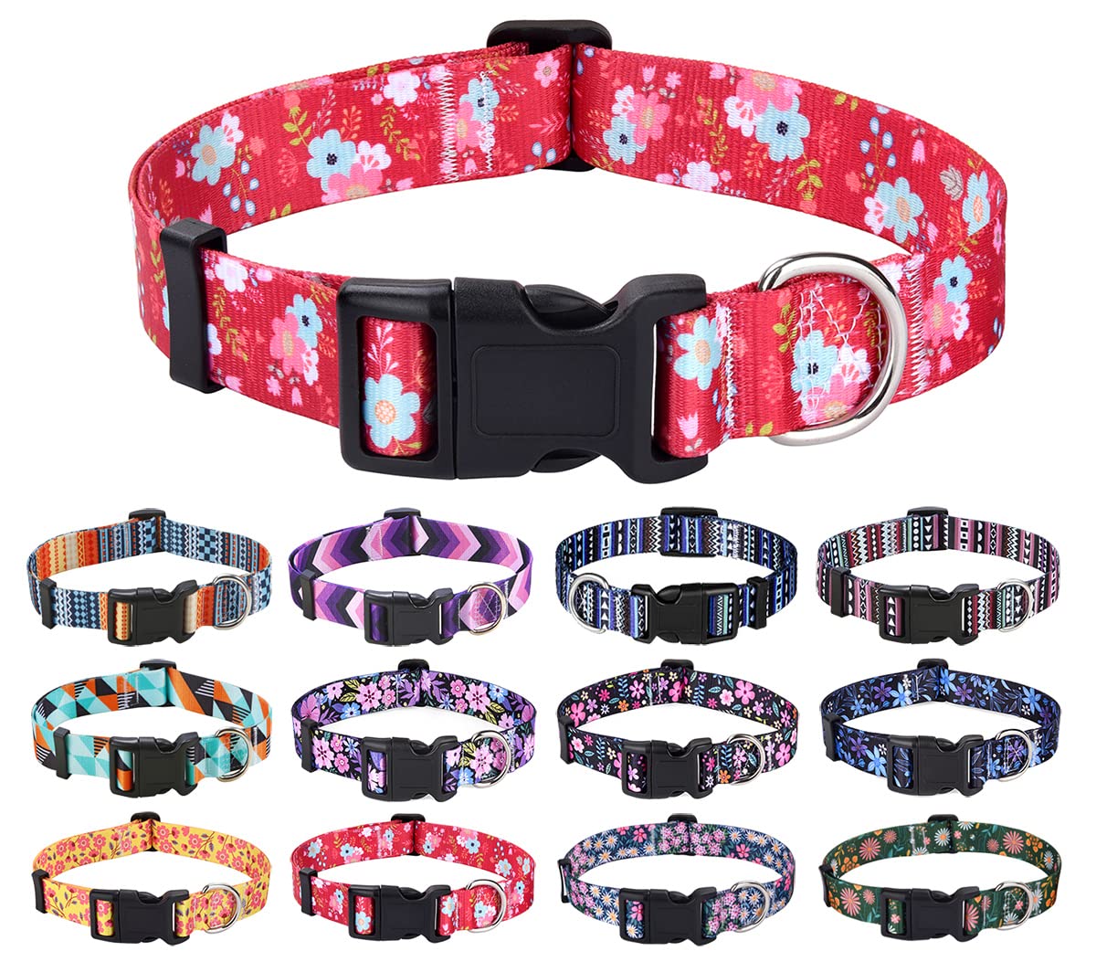 Mihqy Dog Collar for Mediuml Dogs Cute Small Medium Large Dog Pet Collar, with Floral Patterns