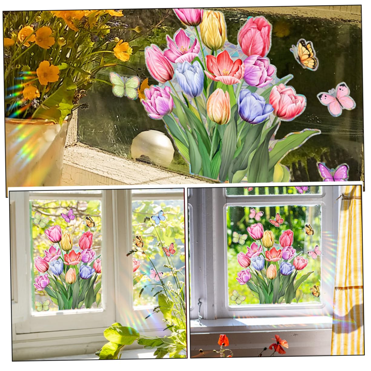4hojas Pegatinas De Ventana De Decoración Estática Floral Para Hogar Fácil Instalación Decoración Creativa Para Habitaciones Infantiles y Salones