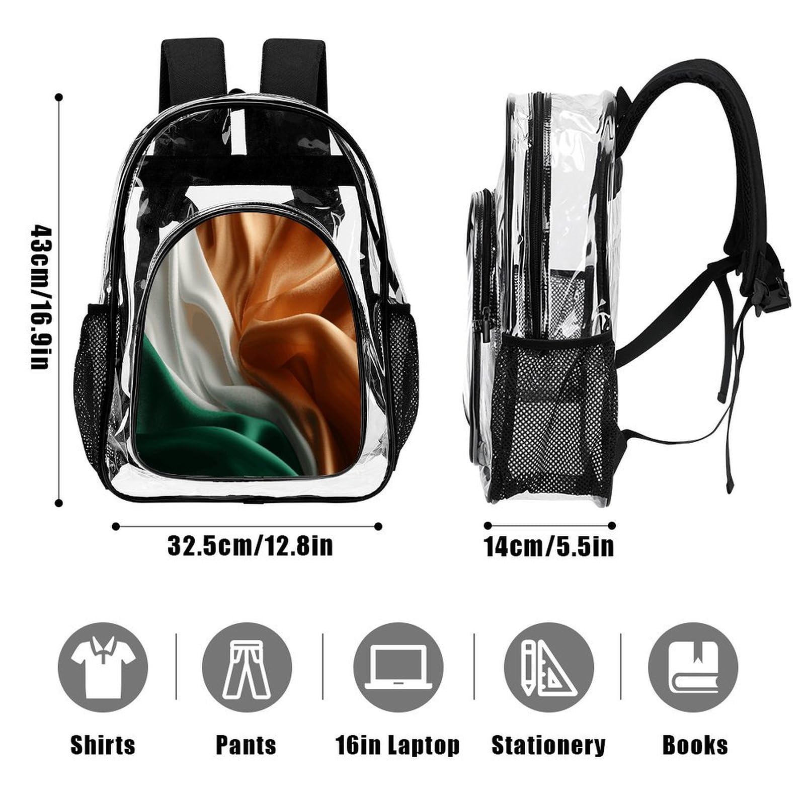 Transparenter Rucksack aus weichem Stoff, groß, transparent, PVC, Büchertasche für Sicherheit, Arbeit, Reisen, Stadion