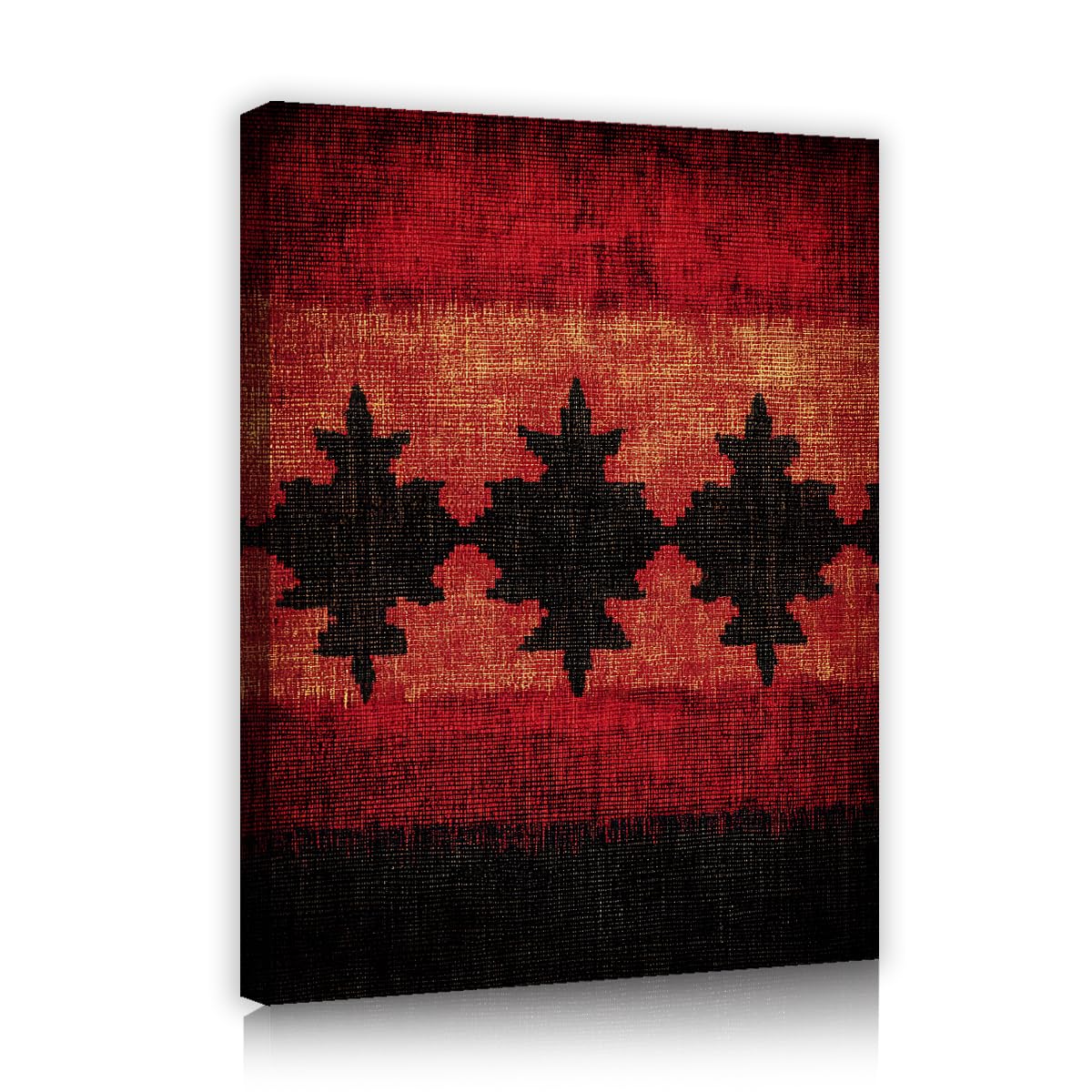 TOANGWALL Rustic Aztec Ethnic Diamond Style Canvas Wall Art Bedroom Red Yellow Geometry Texture Picture Paintings for Apartment House Decor 40x50cm