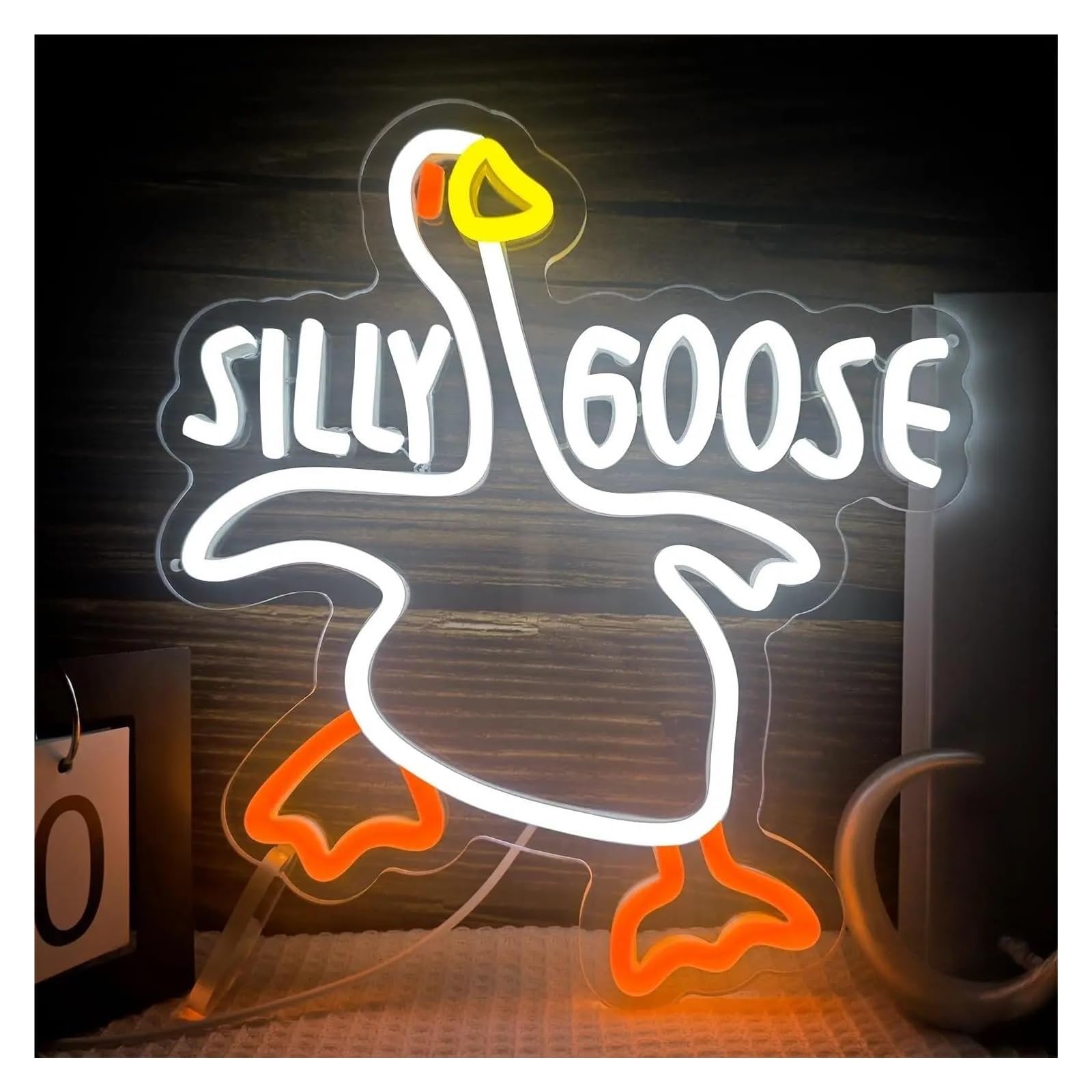 RONGCH Hanging Art Neon Signs Silly Goose Neon Sign LED Light Dimmable for Man Cave Kids Bedroom Game Room Party Wall Decor 37.2cmx37.2cm
