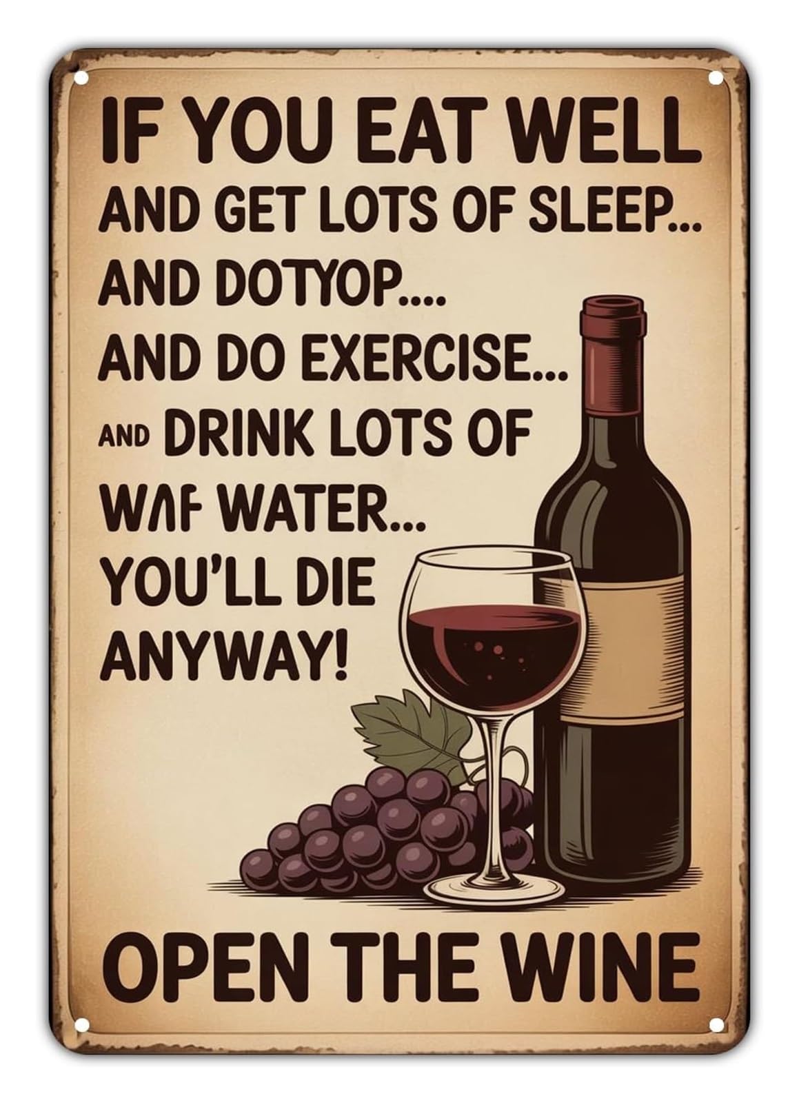 HDKYSWBUEJ Rustic Metal Tin Sign Wine Humor Saying Vintage Wall Hanging For Home Bar Kitchen Garden Yard Porch Decor 8 X 12 inch