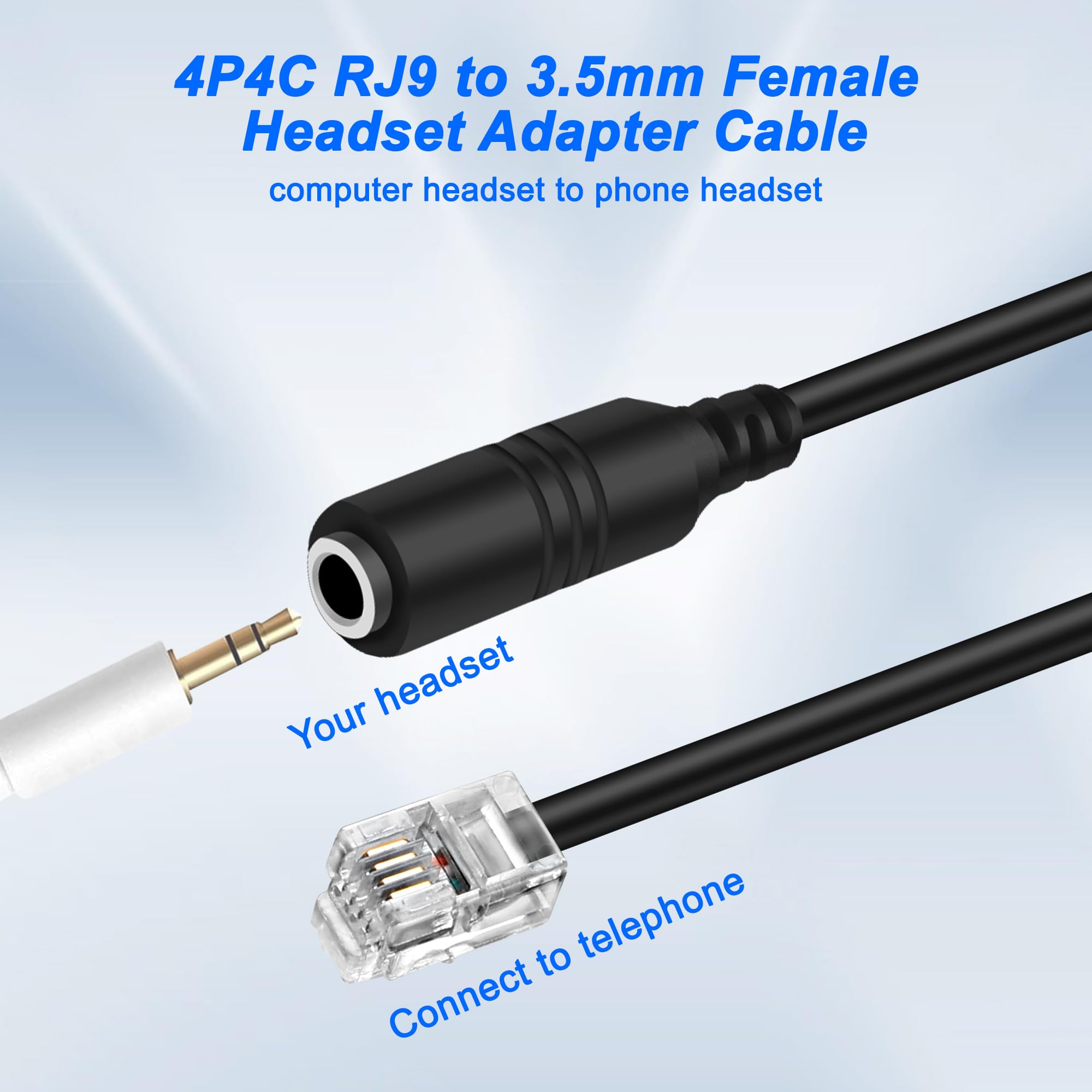 GINTOOYUN Lot de 2 câbles téléphoniques RJ9 vers jack audio 3,5 mm RJ9 4P4C vers prise audio mâle 3,5 mm pour fixer des ensembles téléphoniques, des écouteurs, etc. (82 cm GINTOOYUN Lot de 2 câbles téléphoniques RJ9 vers jack audio 3,5 mm RJ9 4P4C vers prise audio mâle 3,5 mm pour fixer des ensembles téléphoniques, des écouteurs, etc. (82 cm