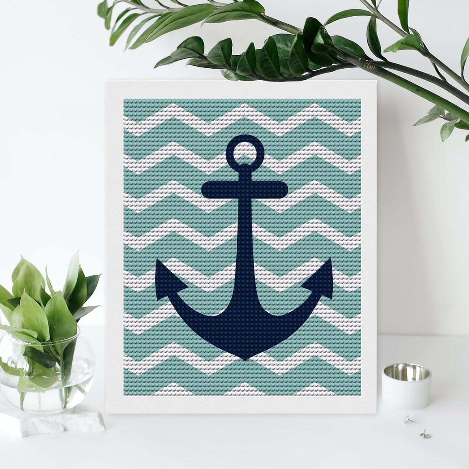 Dolrlasin Nautical Anchor Diamond Art Painting Art Kits for Adults Diamond Art Painting Diamond Art Kits 5D Diamond Art Painting Art Kits for Home Wall Decor 12x16inch