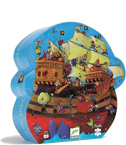 Djeco  Rompecabezas de caja con forma Barco de Barbarroja