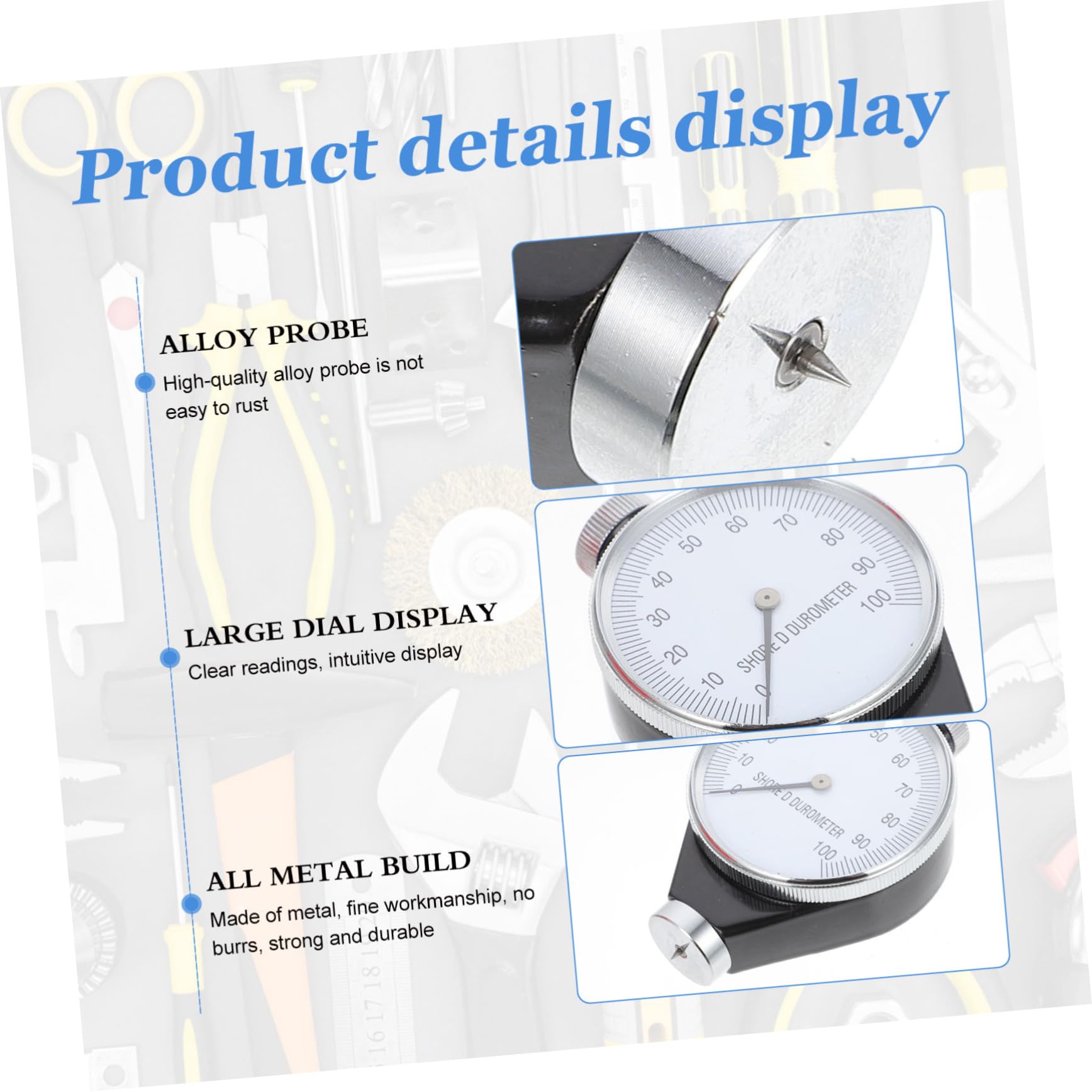 MUCKLILY 1 PC Hardness Tester Durometer Shore Hardness Testing Equipment Hardness Testing Meter Hardness Meter Type d Single Pointer Meter Shore d Sclerometer White