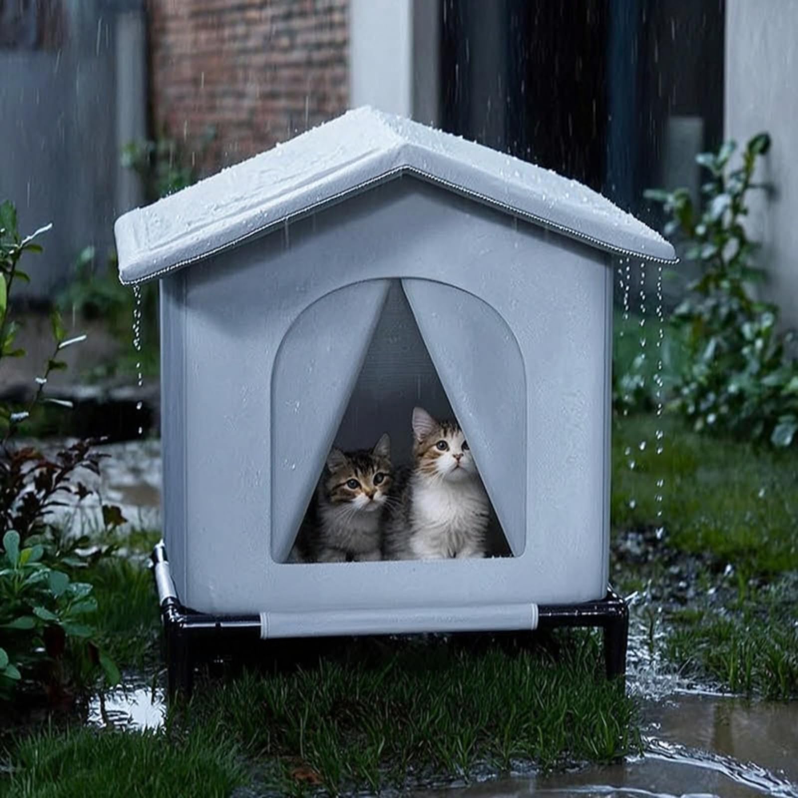 Amazon | Xgdsnly 屋外用猫ハウス 防水 高床式キャットハウス 防寒